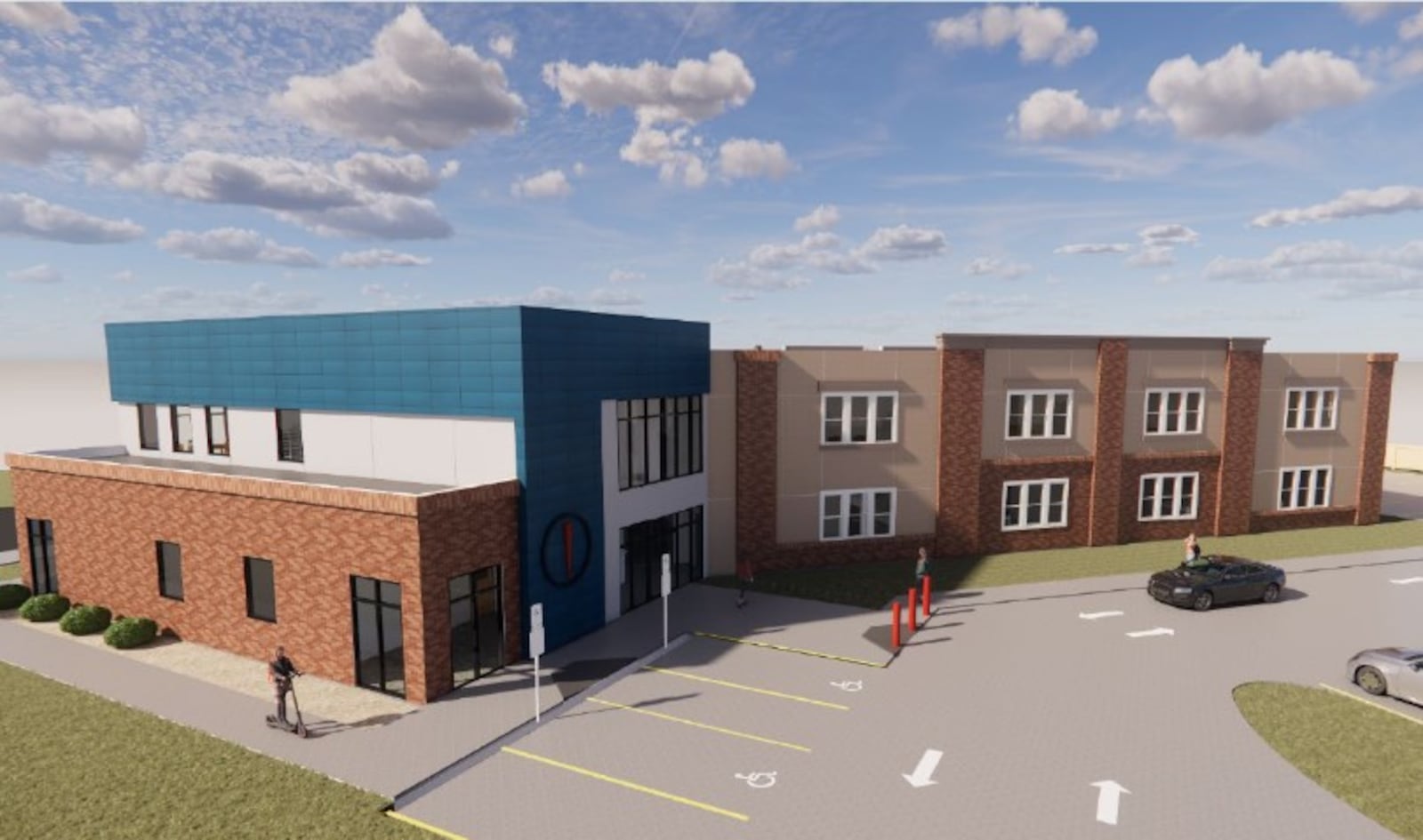 A rendering of the proposed Liberty High School at Wayne Avenue and Wyoming Street in southeast Dayton. Some design details are expected to change. CONTRIBUTED