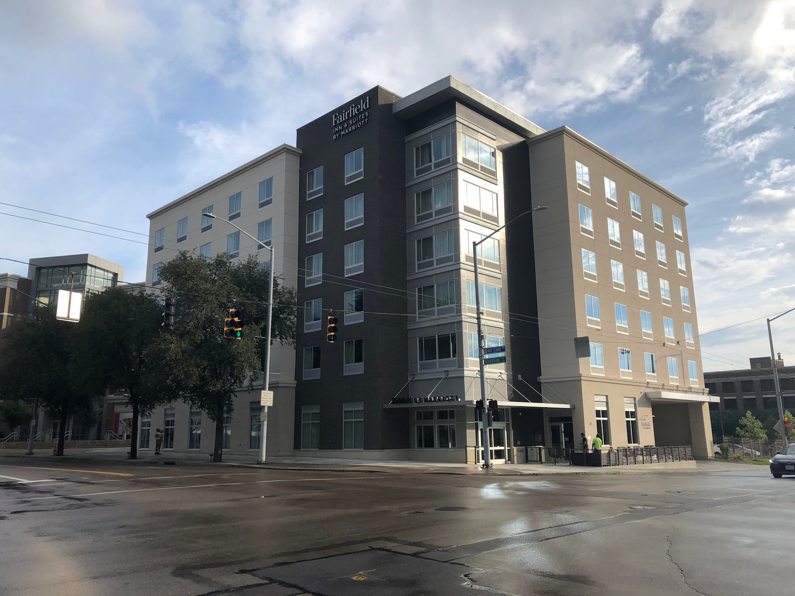 Exterior view of the relatively new Fairfield Inn and Suites by Marriott in downtown Dayton. CORY FROLIK / STAFF