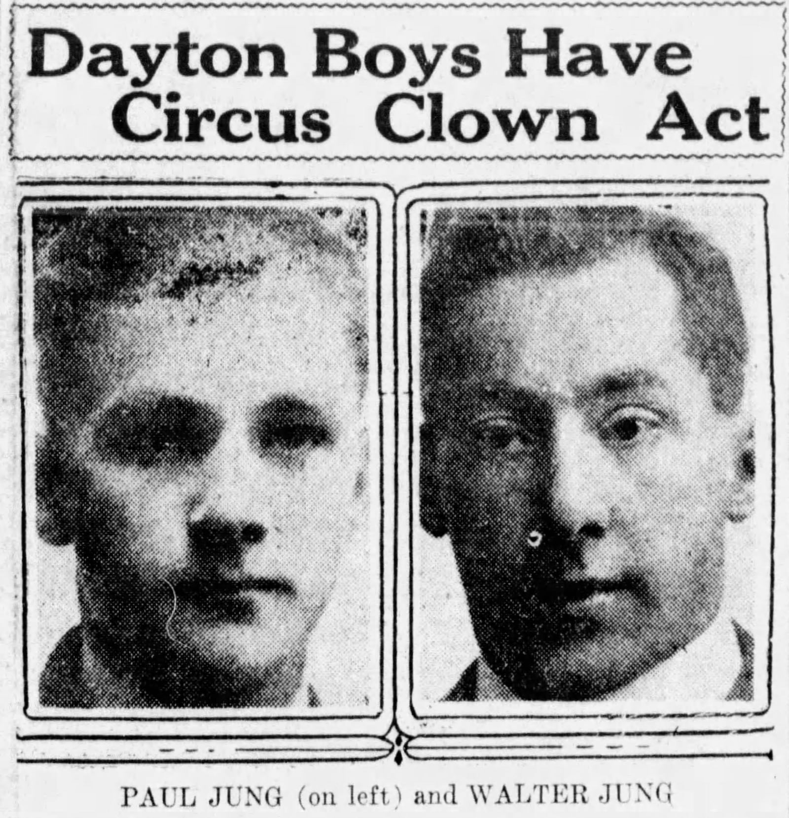 Paul and Walter Jung in 1919. DAYTON DAILY NEWS ARCHIVES.