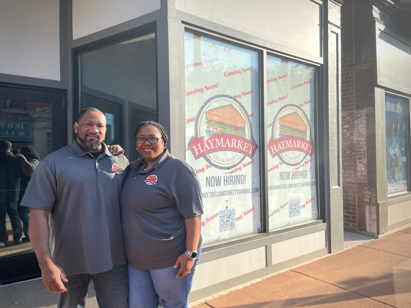 Haymarket Deli & Sweets is expected to open in spring 2025 on West Third Street in Dayton's Wright Dunbar neighborhood. Pictured are owners Shafton and LaShawn Greene. NATALIE JONES/STAFF