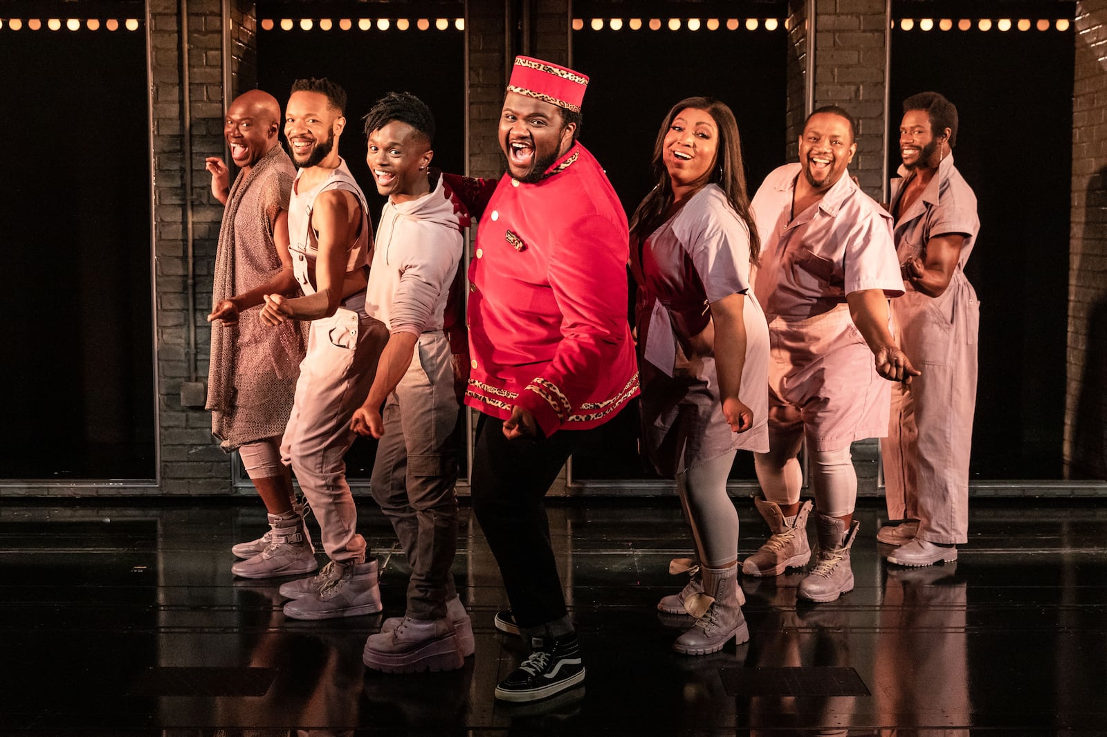 Jacquel Spivey (center as Usher) and the Broadway cast of "A Strange Loop," nominated for 11 2022 Tony Awards including Best Musical. PHOTO BY MARC J FRANKLIN