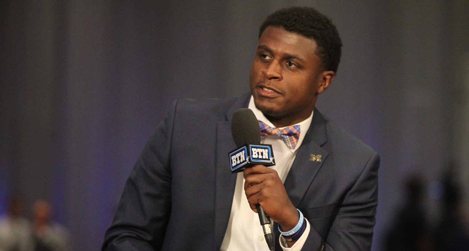 Michigan’s Mike McCray speaks during Big Ten Media Days on Tuesday, July 26, 2017, at the McCormick Center in Chicago. David Jablonski/Staff