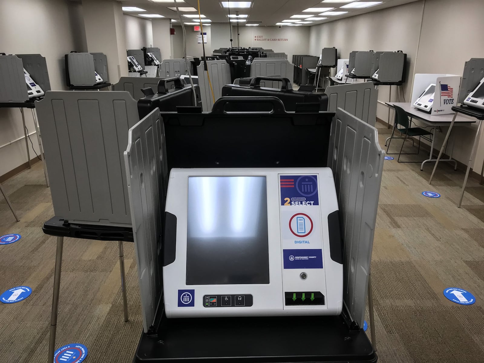 These touch screen voting machines were first used last fall and will be used again this November at the Montgomery County Board of Elections.