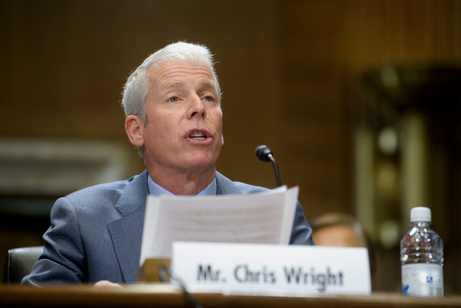 Chris Wright, President-elect Donald Trump's nominee to be Secretary of Energy appears before the Senate Committee on Energy and Natural Resources for his confirmation hearing on Capitol Hill, Wednesday, Jan. 15, 2025, in Washington. (AP Photo/Rod Lamkey, Jr.)