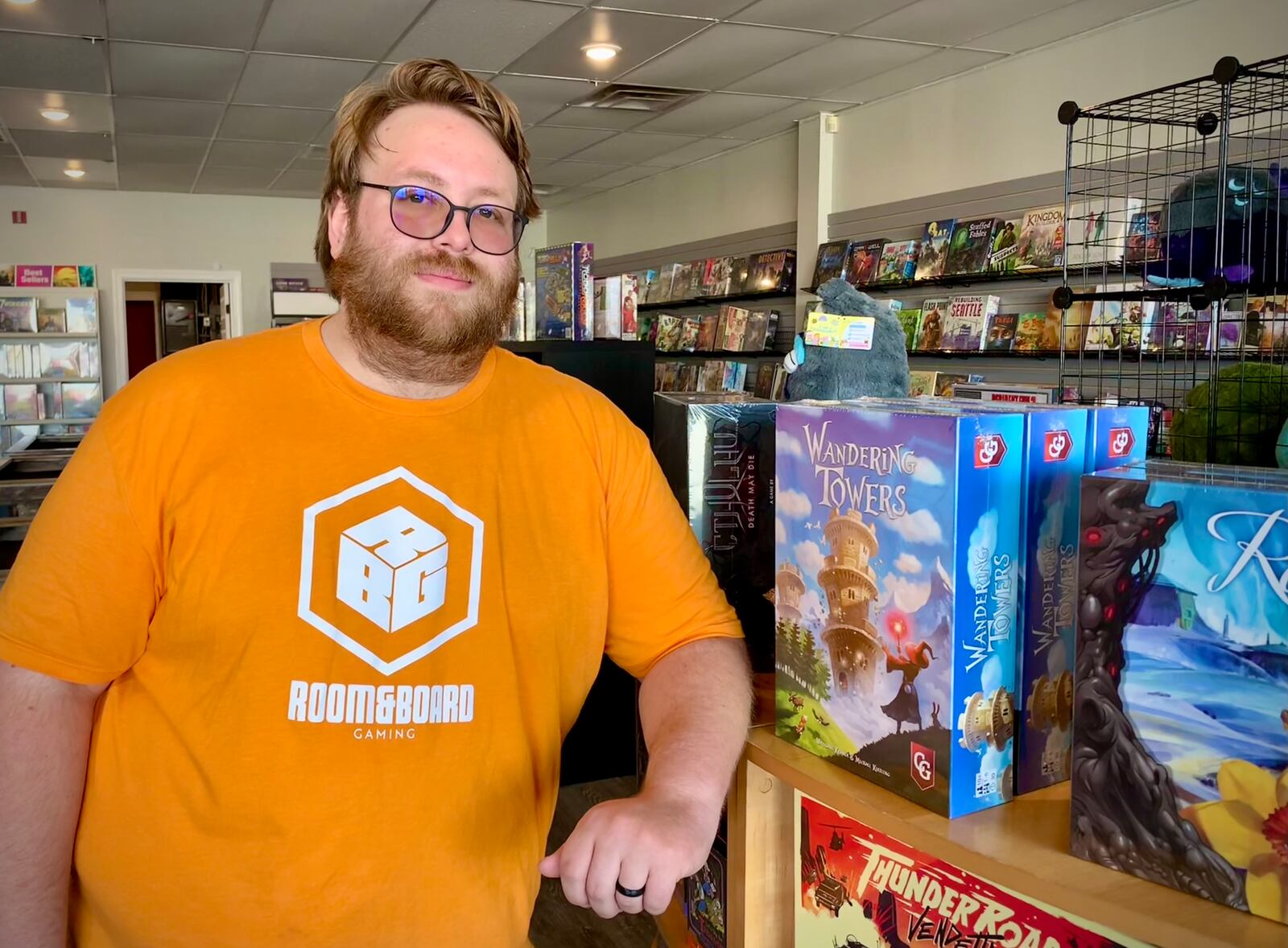 Justin Schotz and his wife Jordan recently opened Room and Board Gaming on Maple Avenue in Fairborn. LONDON BISHOP/STAFF