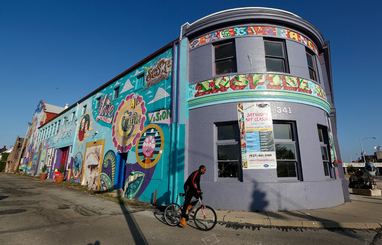 A fusion of design and color illuminates the K12 Gallery & TEJAS building, 341 S. Jefferson St., in Dayton. LISA POWELL / STAFF