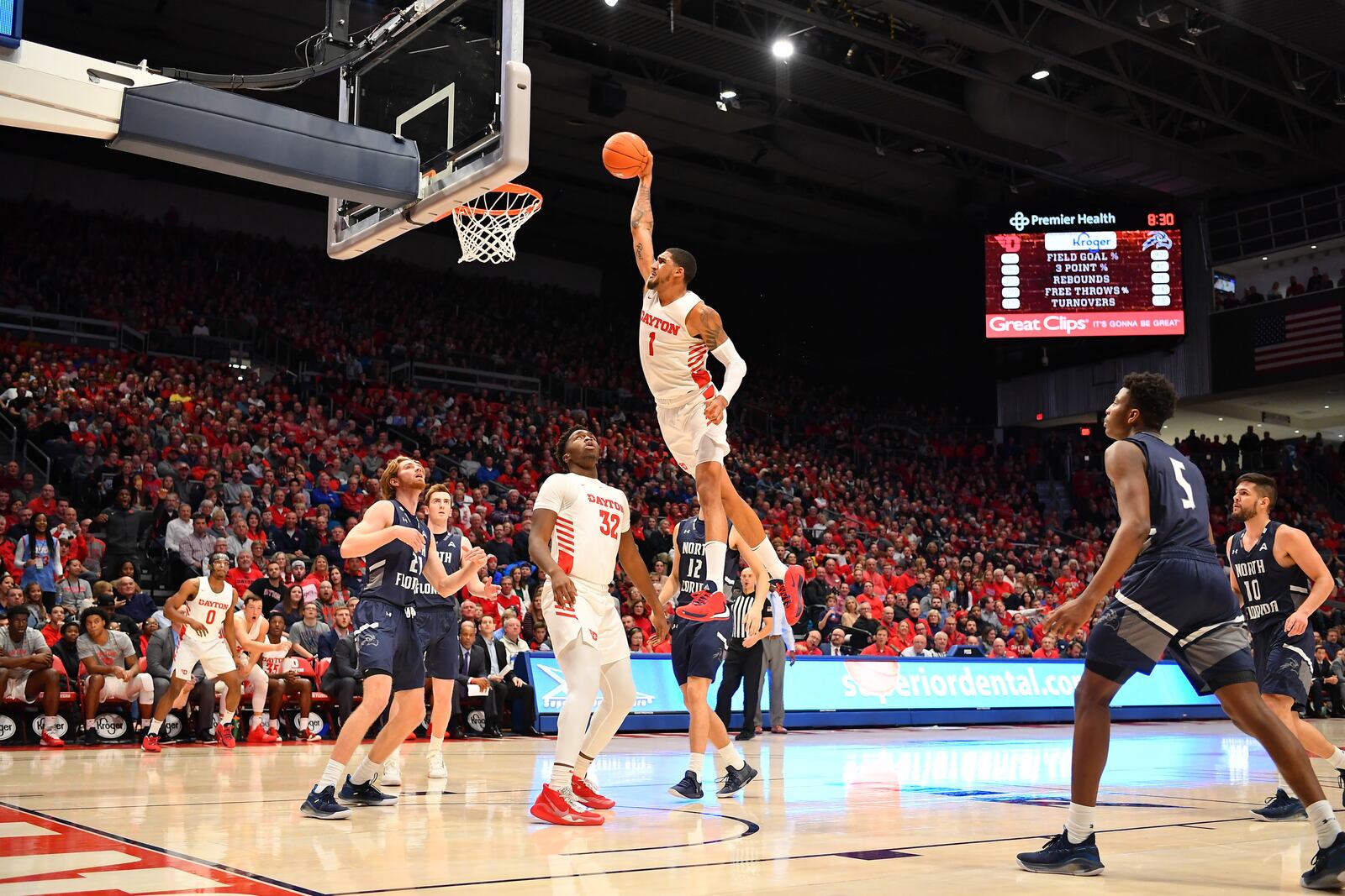 Dayton's Obi Toppin dunking against North Florida at UD Arena on December 30, 2019. Rick Roshto/CONTRIBUTED)