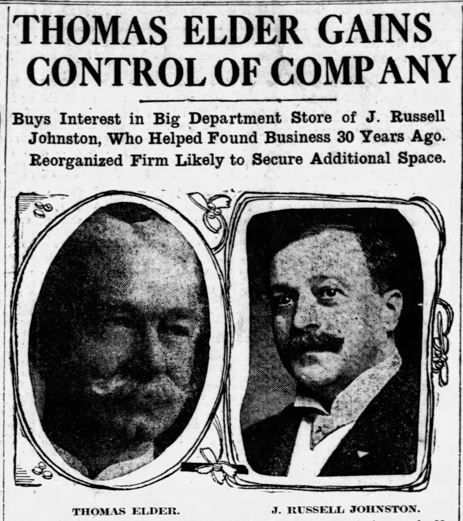 Thomas Elder gained control of Elder & Johnston Co. in 1911. DAYTON DAILY NEWS ARCHIVES.