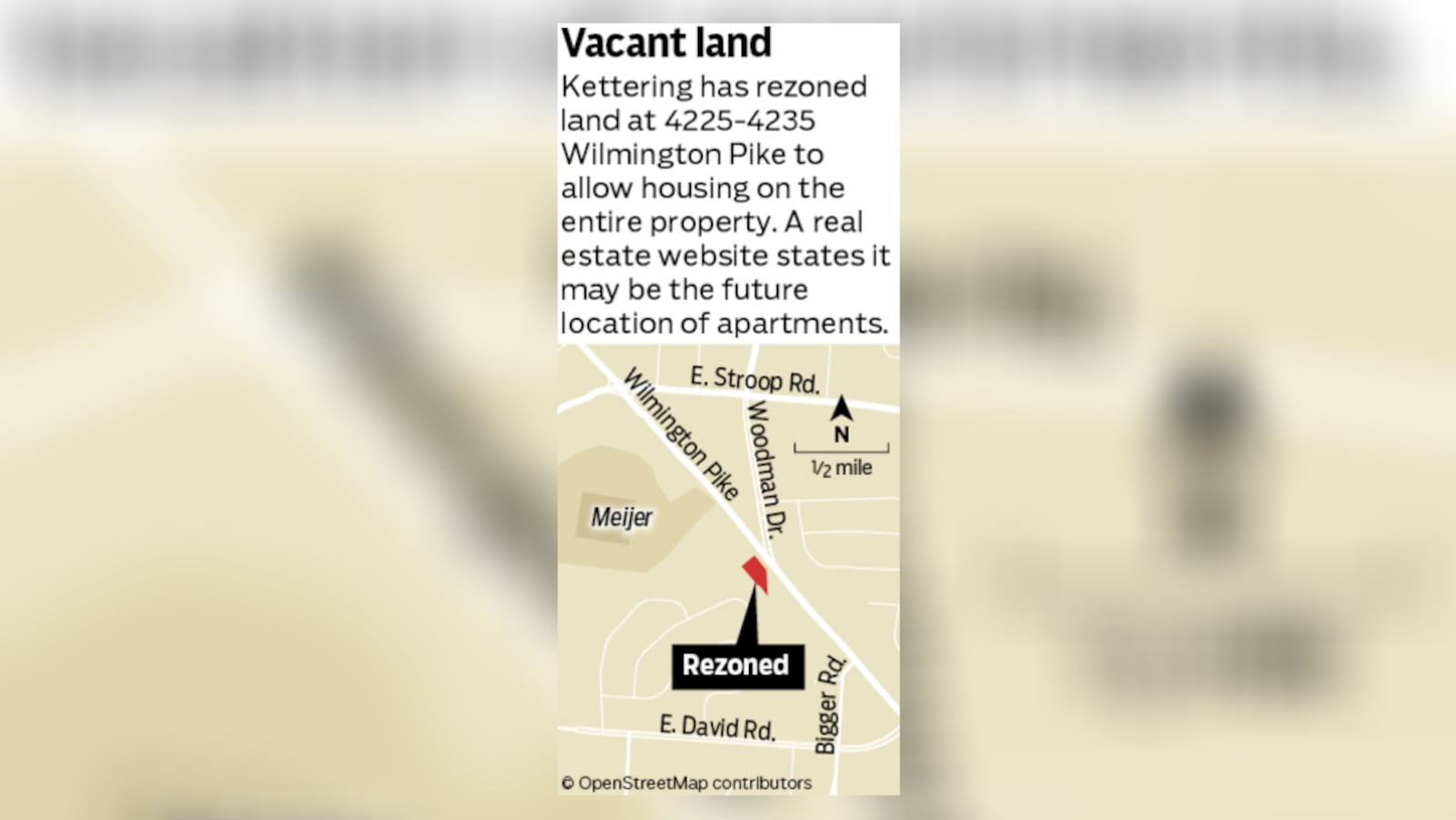 New housing soon could be built on land near Meijer and a business district featuring several restaurants. STAFF