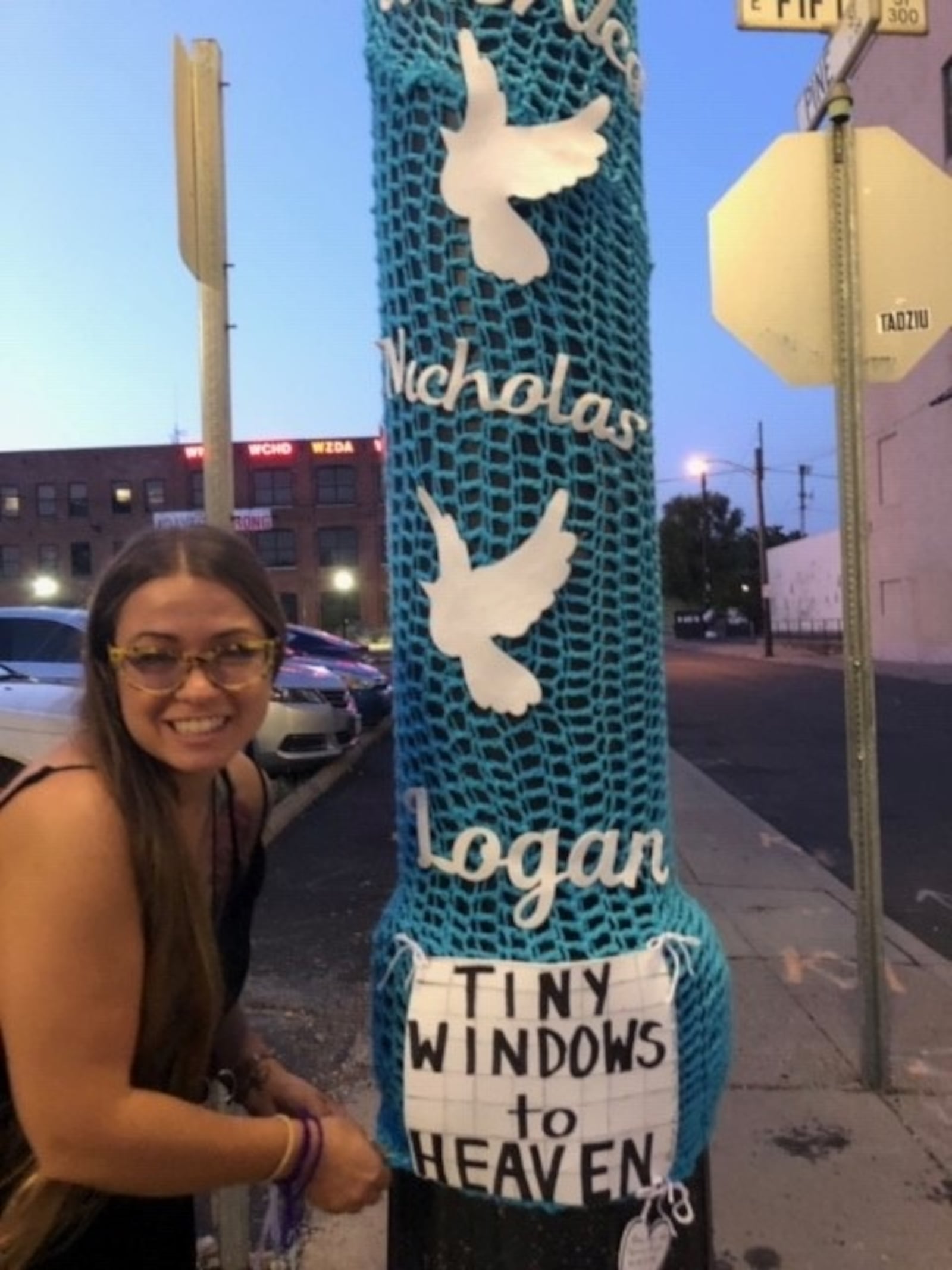 A group called “Terrie’s Angels” from a Beavercreek ministry recently took part in yarn bombing in the Oregon District. CONTRIBUTED