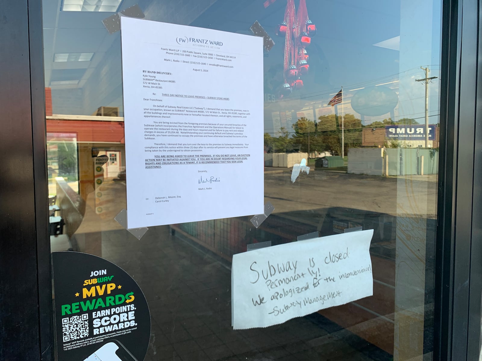 The Subway on West Main Street in Xenia has permanently closed, according to a sign from management on the door of the business. NATALIE JONES/STAFF