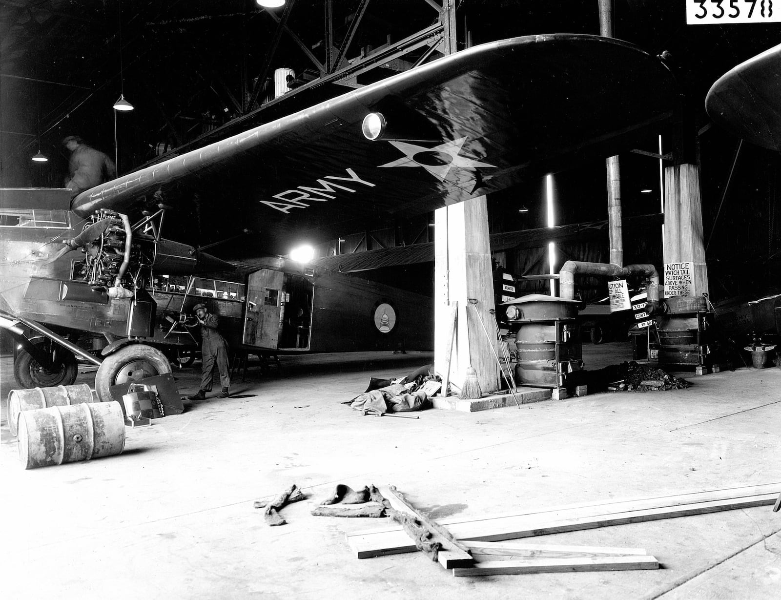 The Barling bomber hangar at Fairfield Air Depot was completed in March 1924 to house the bomber and other aircraft needing work. The hangar was on the north end of the flying field. Despite the bombers' early performance, the six Liberty engines could not lift the bomber high enough to safely cross the Appalachian Mountains to make an appearance at a Washington, D.C. airshow. In 1927, after well over $1 million authorized into the one prototype, Congress cut further funding. It was dismantled and put into storage until 1929 when Maj. “Hap” Arnold ordered it burned. The hangar would remain in use until 1942 when it was dismantled.