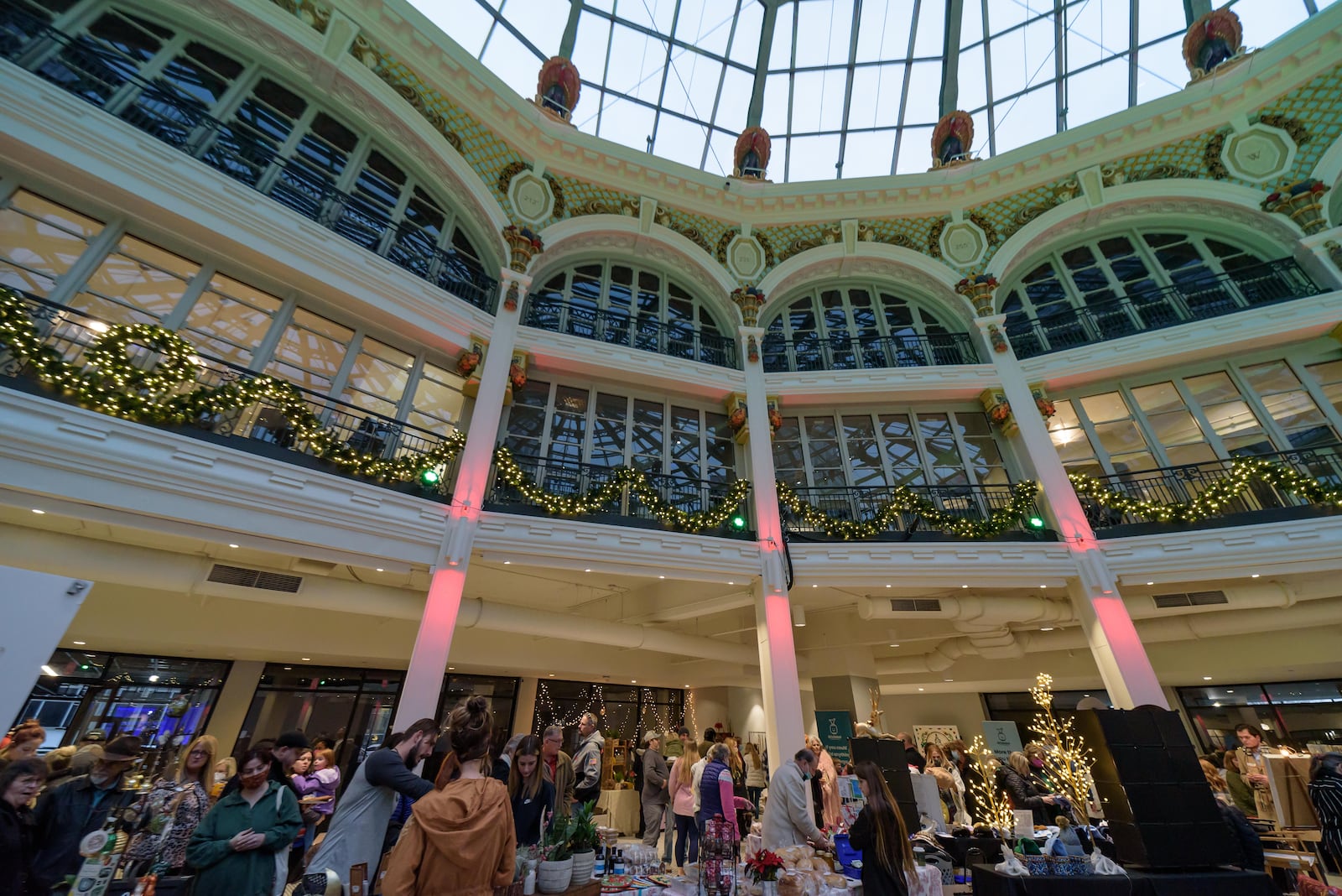 The Holly Days event returned to the newly restored Rotunda of the Dayton Arcade in December. TOM GILLIAM / CONTRIBUTING PHOTOGRAPHER