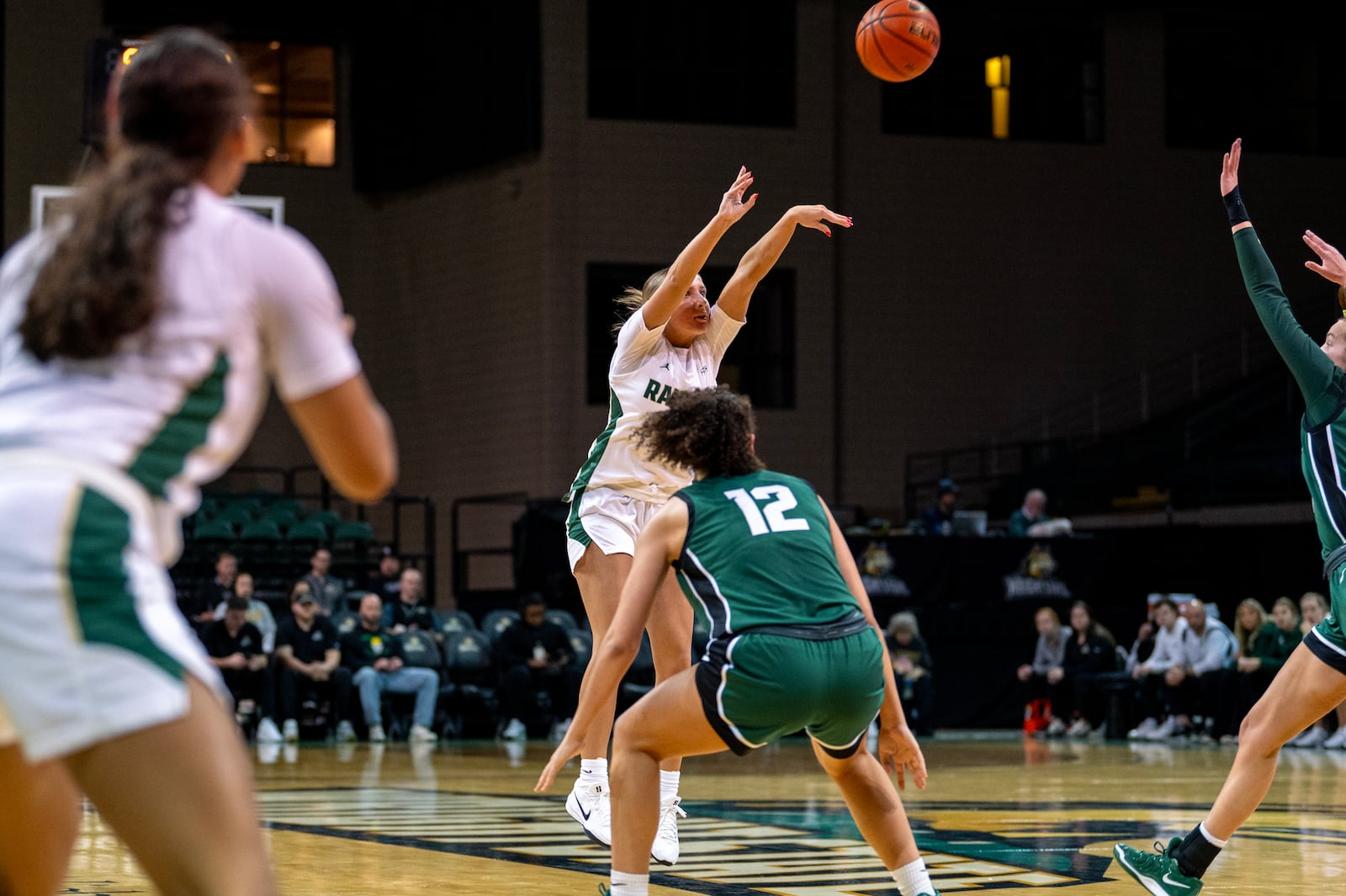 Wright State's Rylee Sagester launches a 3-point shot during Monday's game vs. Cleveland State at the Nutter Center. Sagester canned eight 3-pointers on her way to a game-high 24 points in the Raiders' loss. Jordan Wommack/Wright State Athletics photo