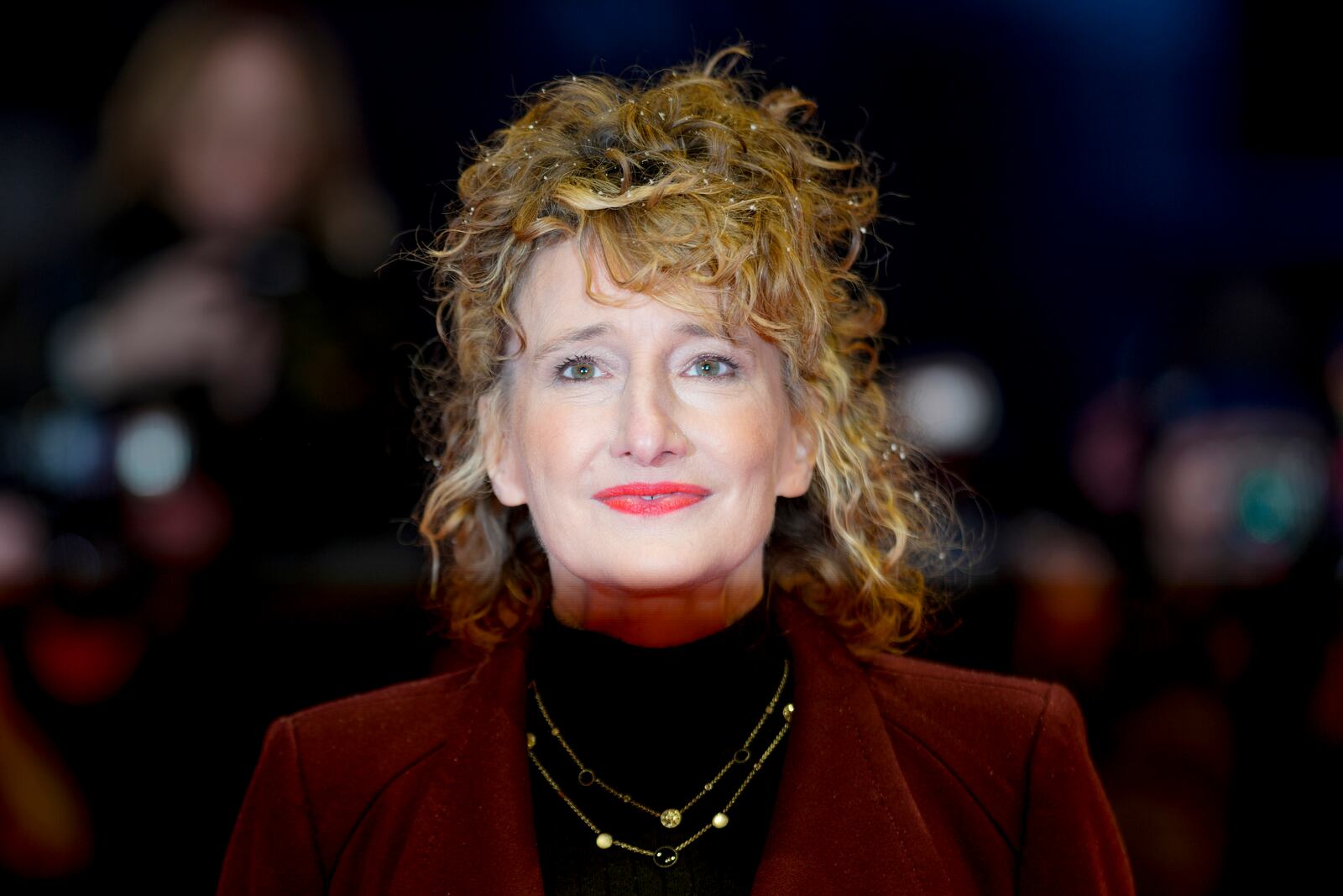 The Berlinale Festival Director, Tricia Tuttle poses for photographers upon arrival at the opening of the International Film Festival, Berlinale, in Berlin, Thursday, Feb. 13, 2025. (AP Photo/Markus Schreiber)