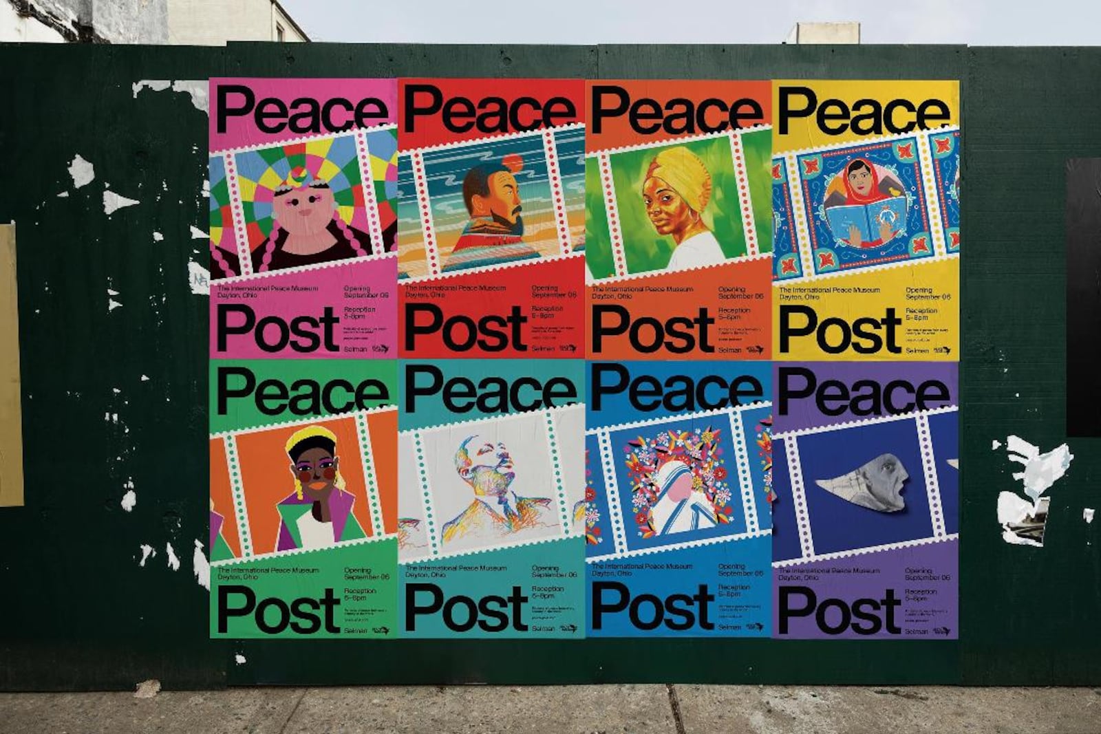 "Project Peace Post," which will be exhibited Sept. 6-Nov. 2 at the International Peace Museum, features 198 printed digital portraits of peace advocates from around the world. CONTRIBUTED