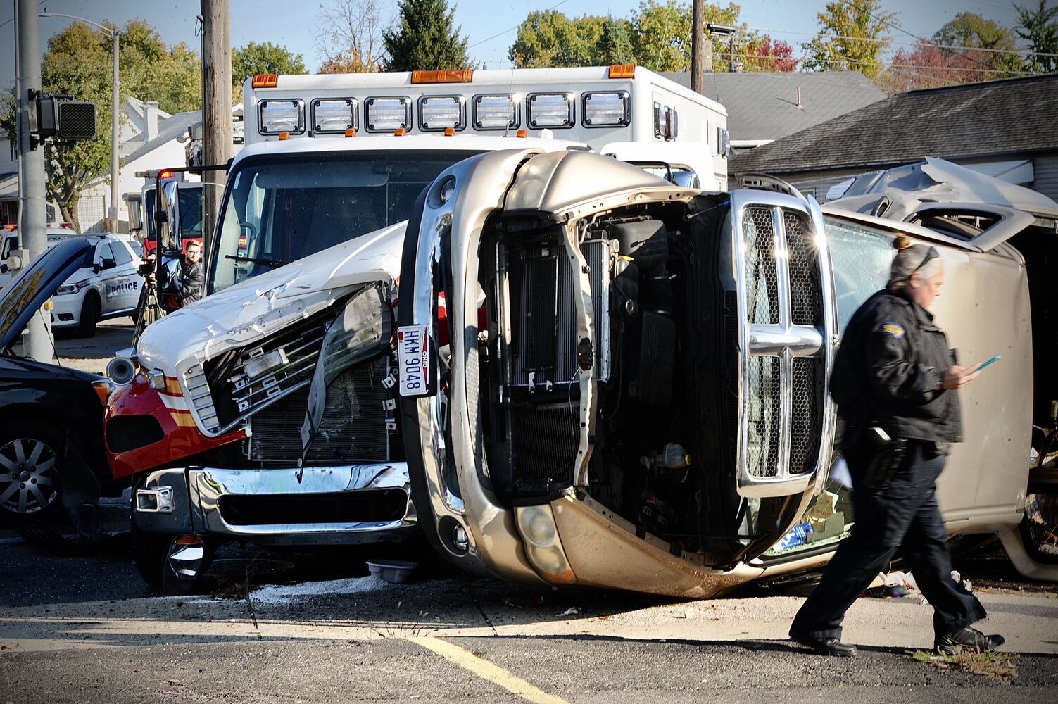 PHOTOS: 3-vehicle crash involving ambulance in Dayton