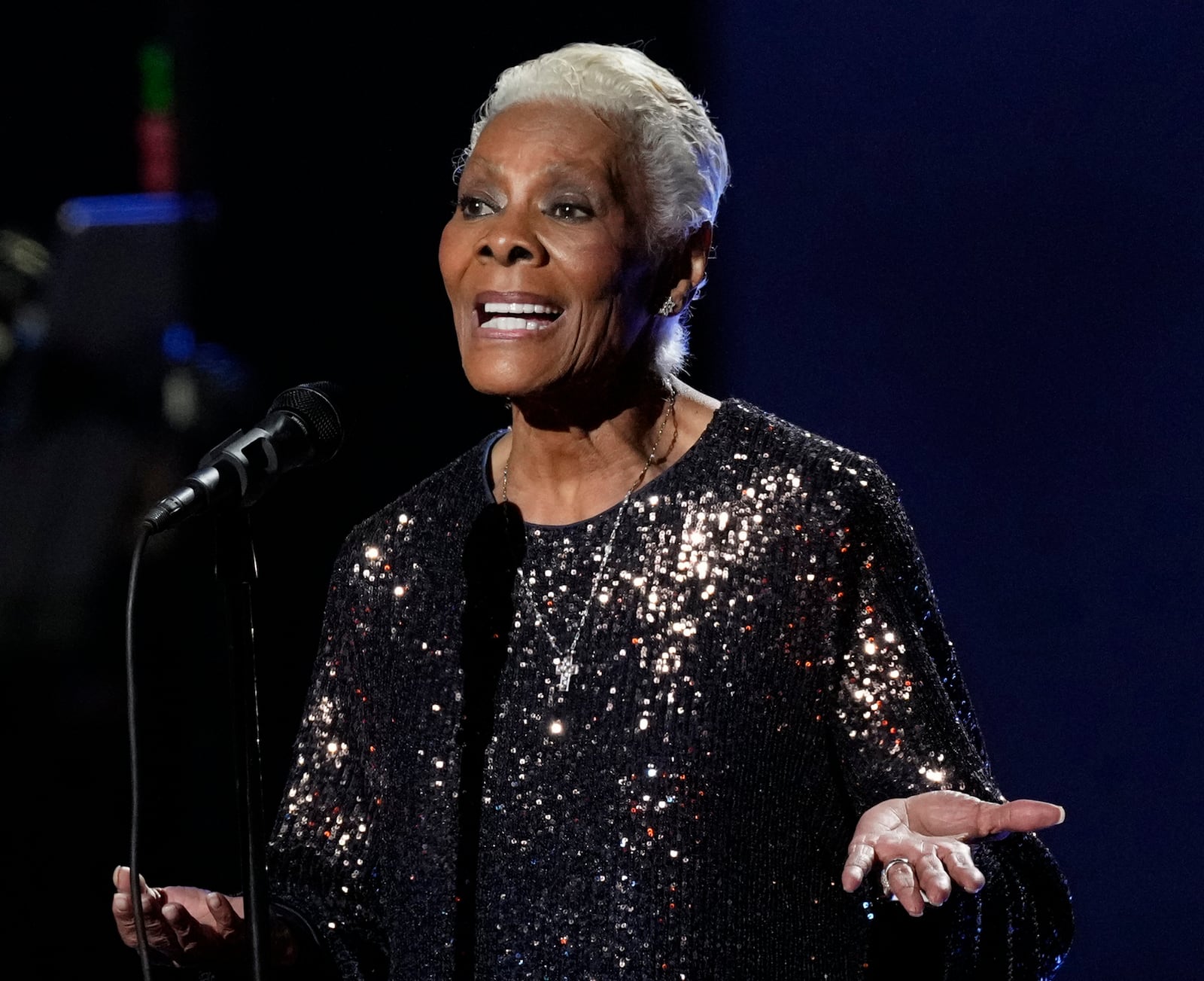 FILE - Dionne Warwick performs at MusiCares Person of the Year honoring Berry Gordy and Smokey Robinson at the Los Angeles Convention Center on Friday, Feb. 3, 2023. (AP Photo/Chris Pizzello)