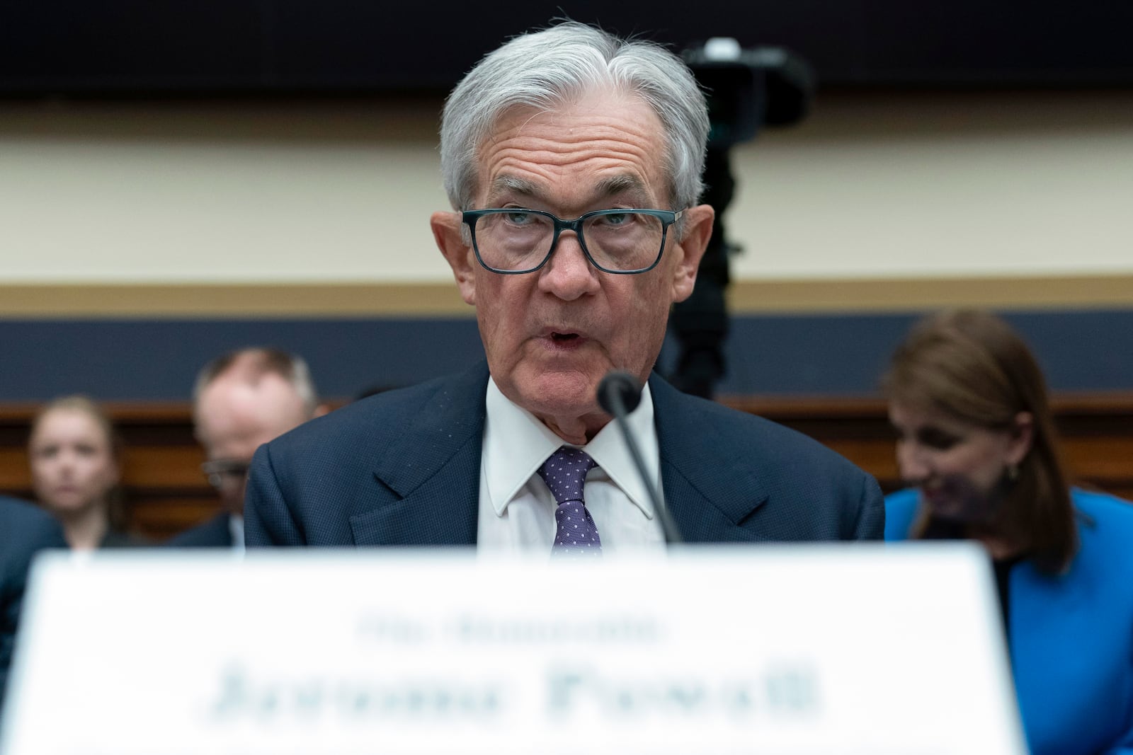 Federal Reserve Board Chairman Jerome Powell testifies before the House Financial Services Committee during a hearing on the Semi-Annual Monetary Policy Report, on Capitol Hill in Washington, Wednesday, Feb. 12, 2025. (AP Photo/Jose Luis Magana)