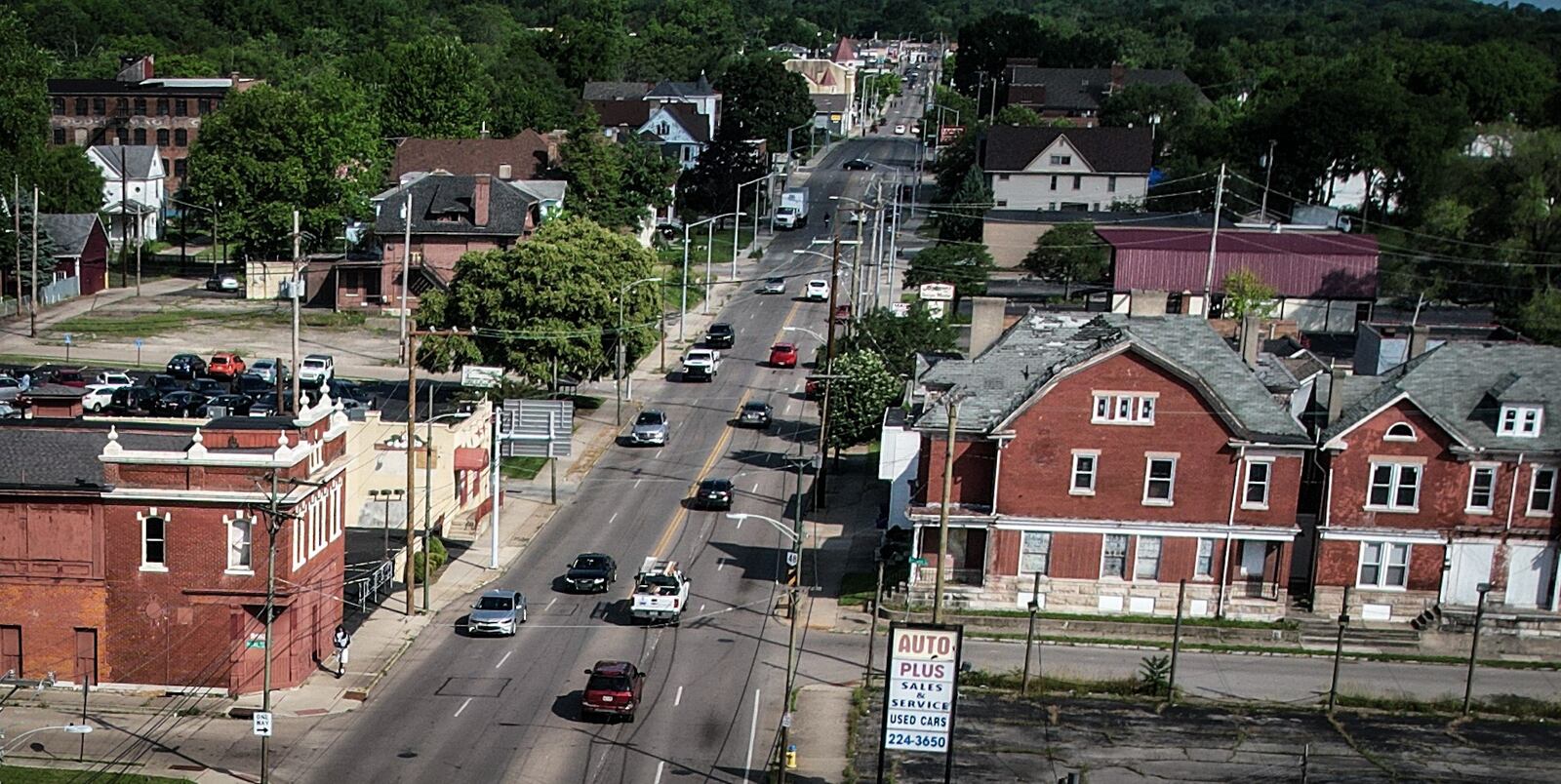 North Main Street north of Great Miami Boulevard will go from four lanes to two with a turn lane in the middle.