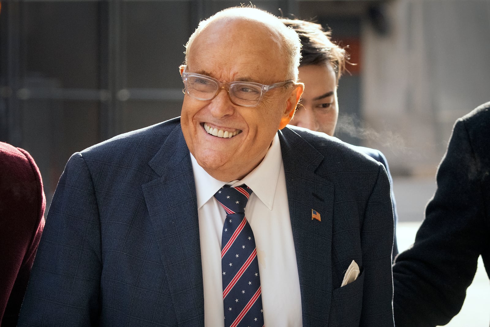 Rudy Giuliani arrives at federal court in Washington, Friday, Jan. 10, 2025. (AP Photo/Mark Schiefelbein)