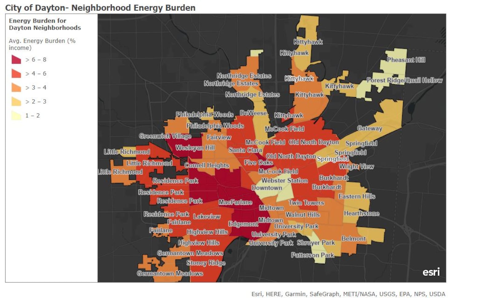 Fig. 2: City of Dayton Energy Burden by Census Tract (CONTRIBUTED)