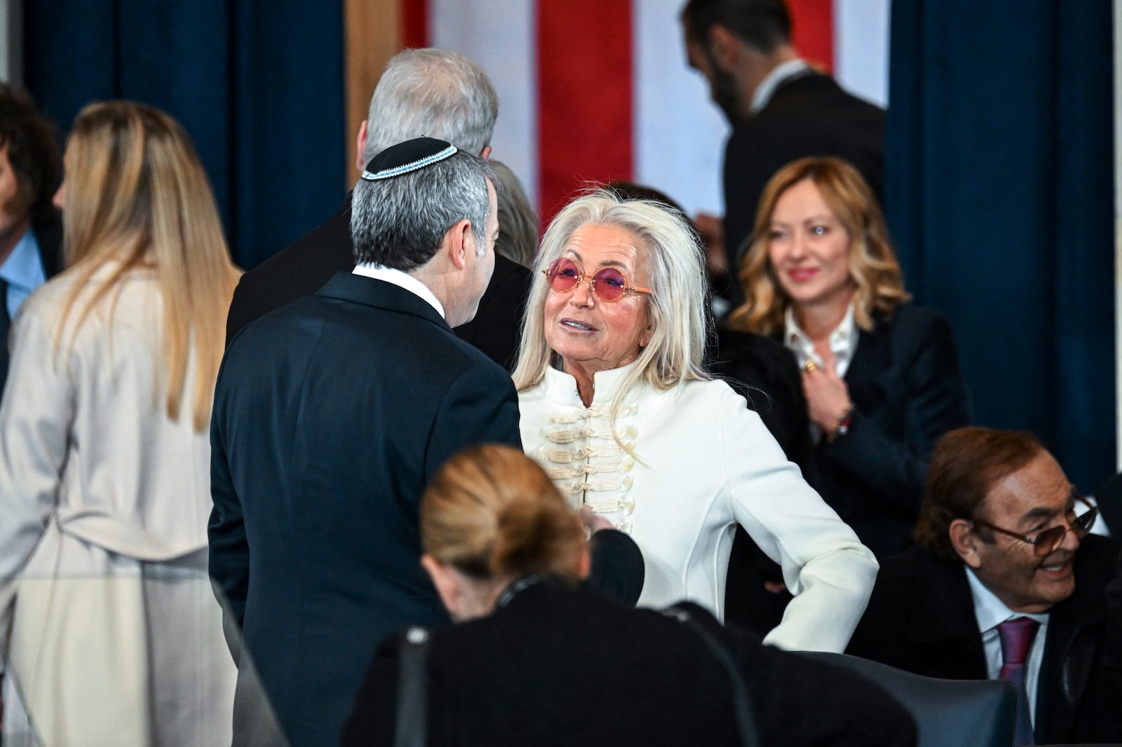 Miriam Adelson arrives before the 60th Presidential Inauguration in the Rotunda of the U.S. Capitol in Washington, Monday, Jan. 20, 2025. (Kenny Holston/The New York Times via AP, Pool)