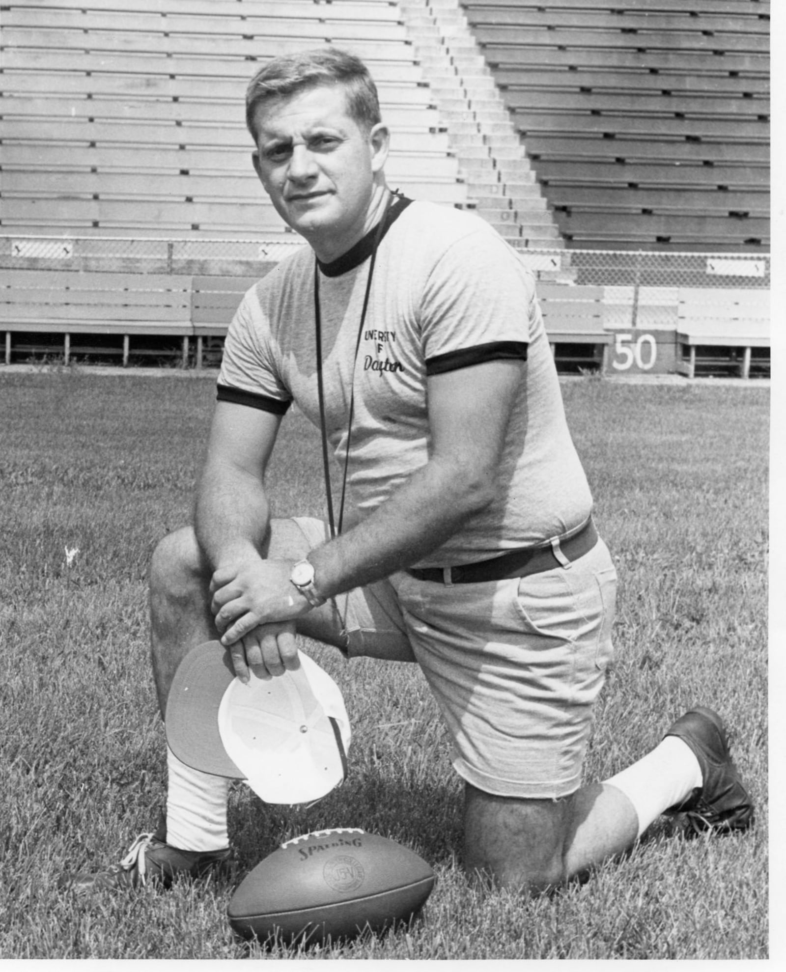 John McVay during his days as the head coach of the University of Dayton football team. Later in his career as a member of the San Francisco 49ers front office, McVay, the grandfather of Rams’ coach Sean McVay, collaborated with coach Bill Walsh on five Super Bowl-winning teams. University of Dayton photo