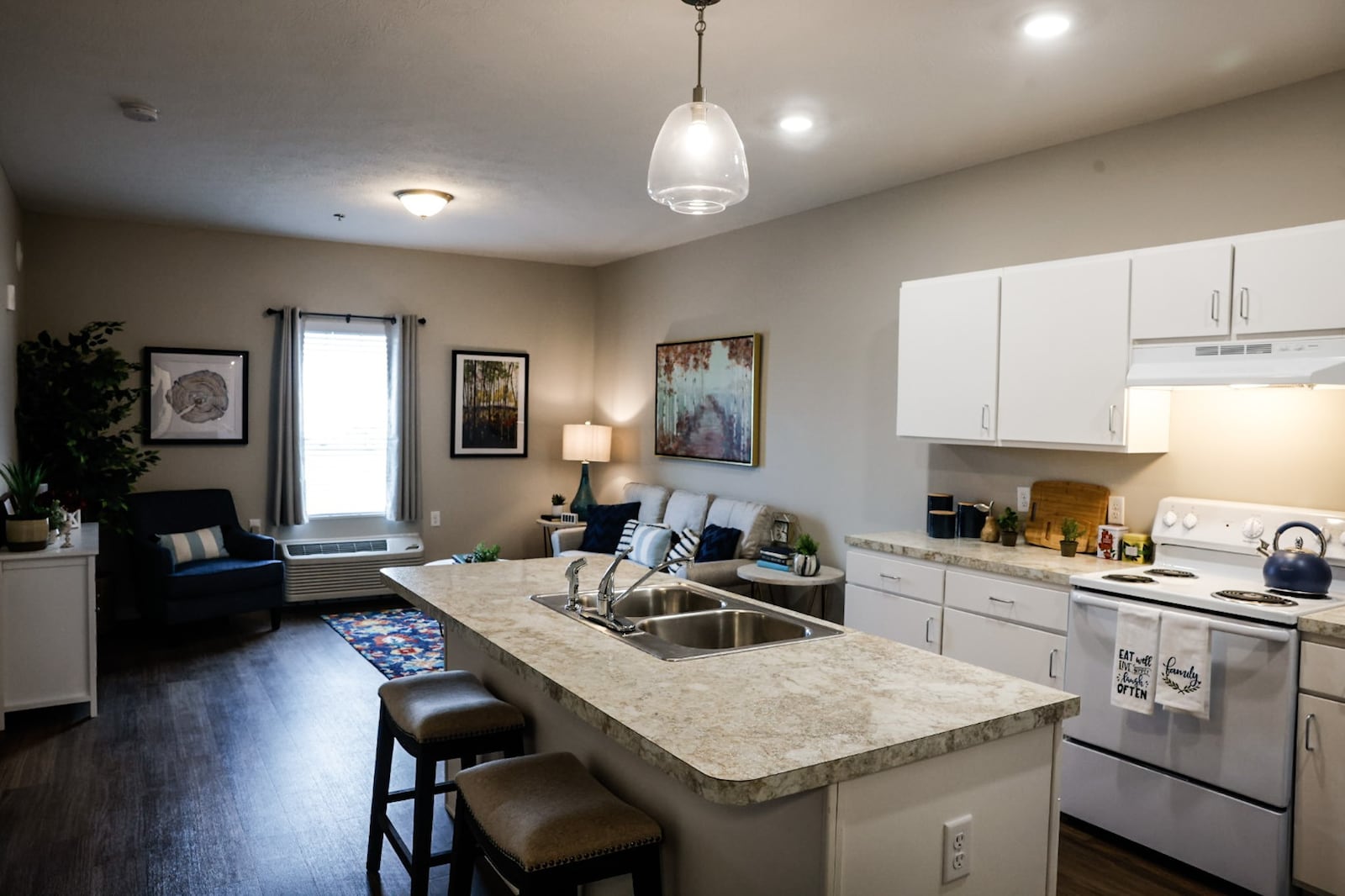 This is a photograph of one bedroom and one bath apartment at Homestead Village Active Living in Miami Twp. JIM NOELKER/STAFF