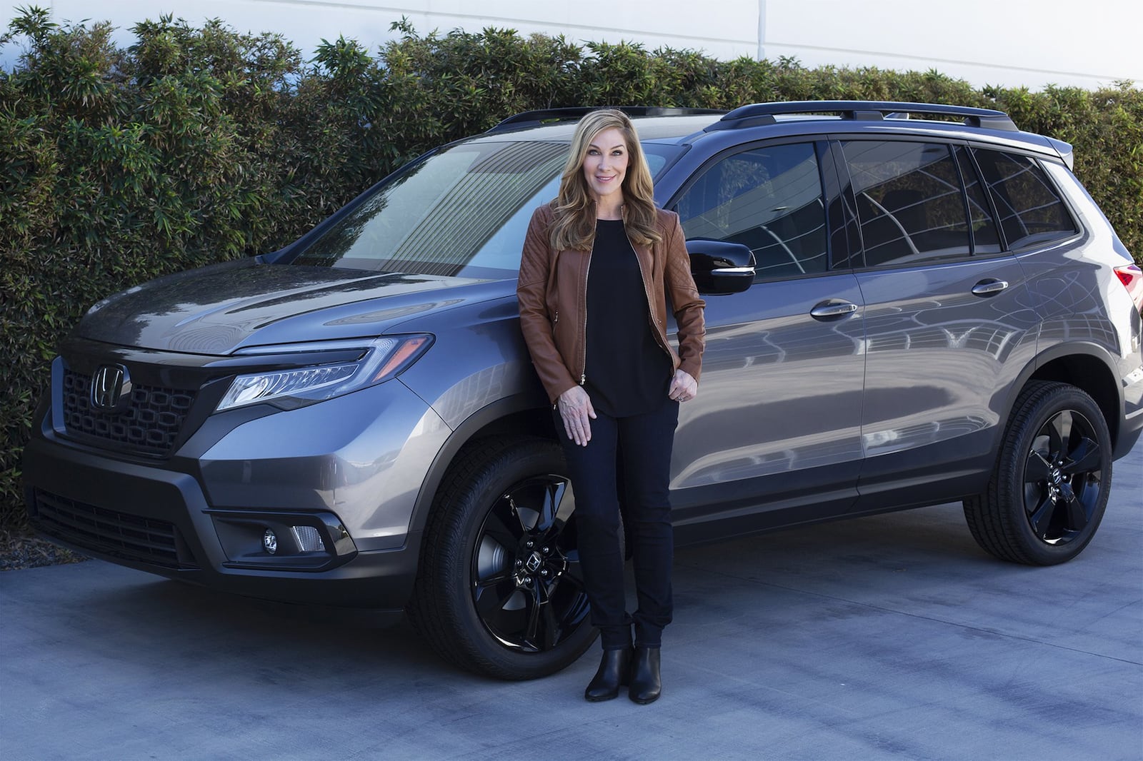 Lara Harrington, a chief engineer at Honda R&D Americas, with the Honda Passport. CONTRIBUTED