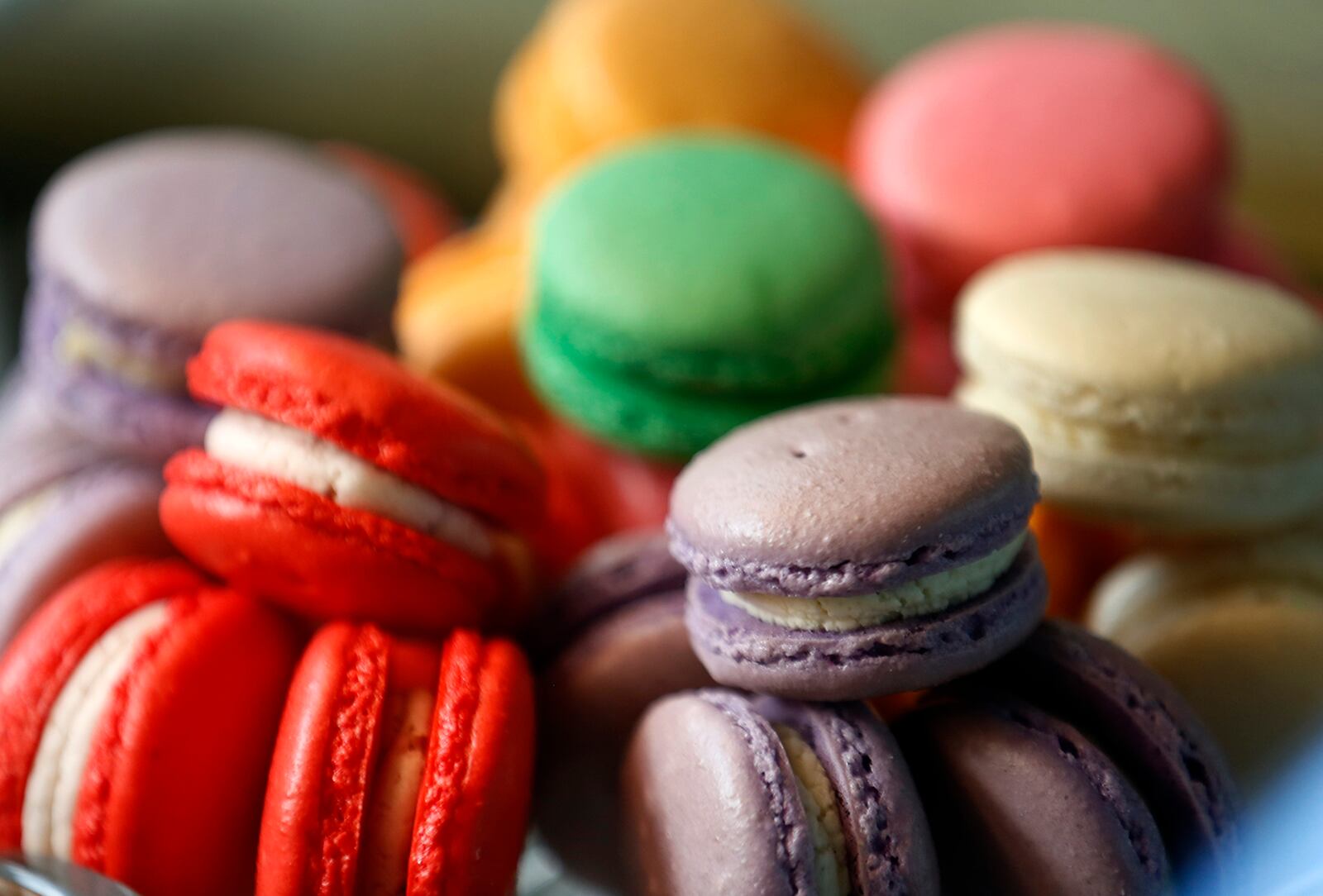 Colorful French macarons are available at The Chef Case at the 2nd Street Market. LISA POWELL / STAFF