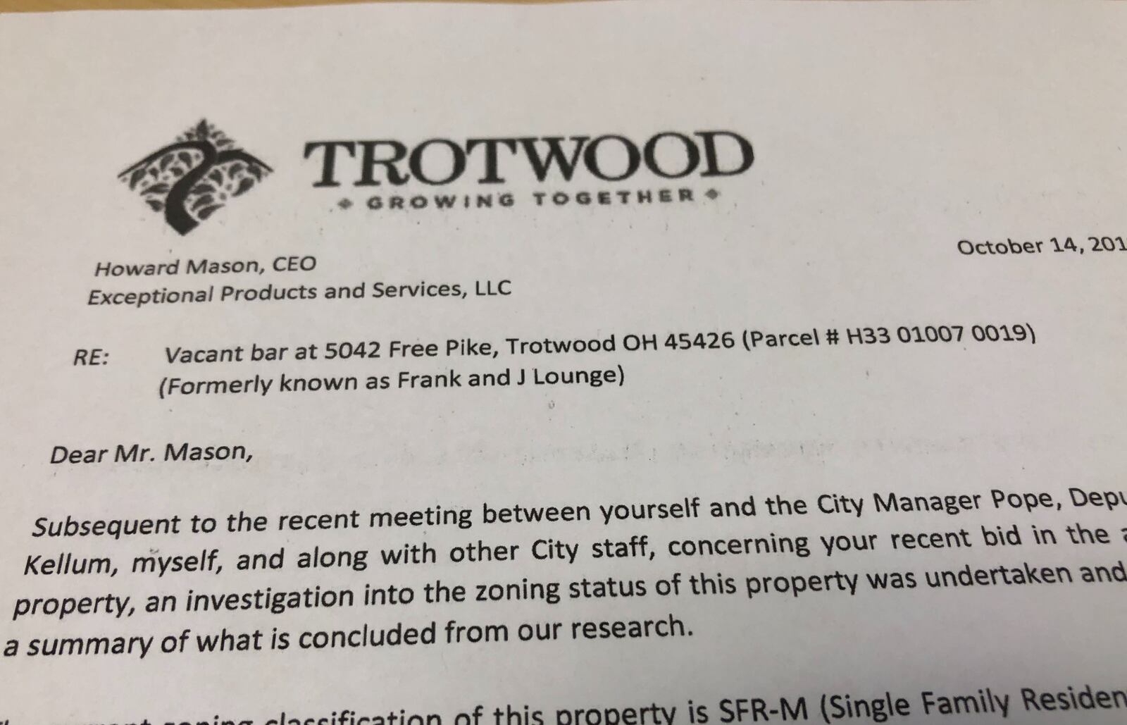 A new bar and lounge is in the works in Trotwood, but it will require a zoning change for it to happen, its founder and city officials say.