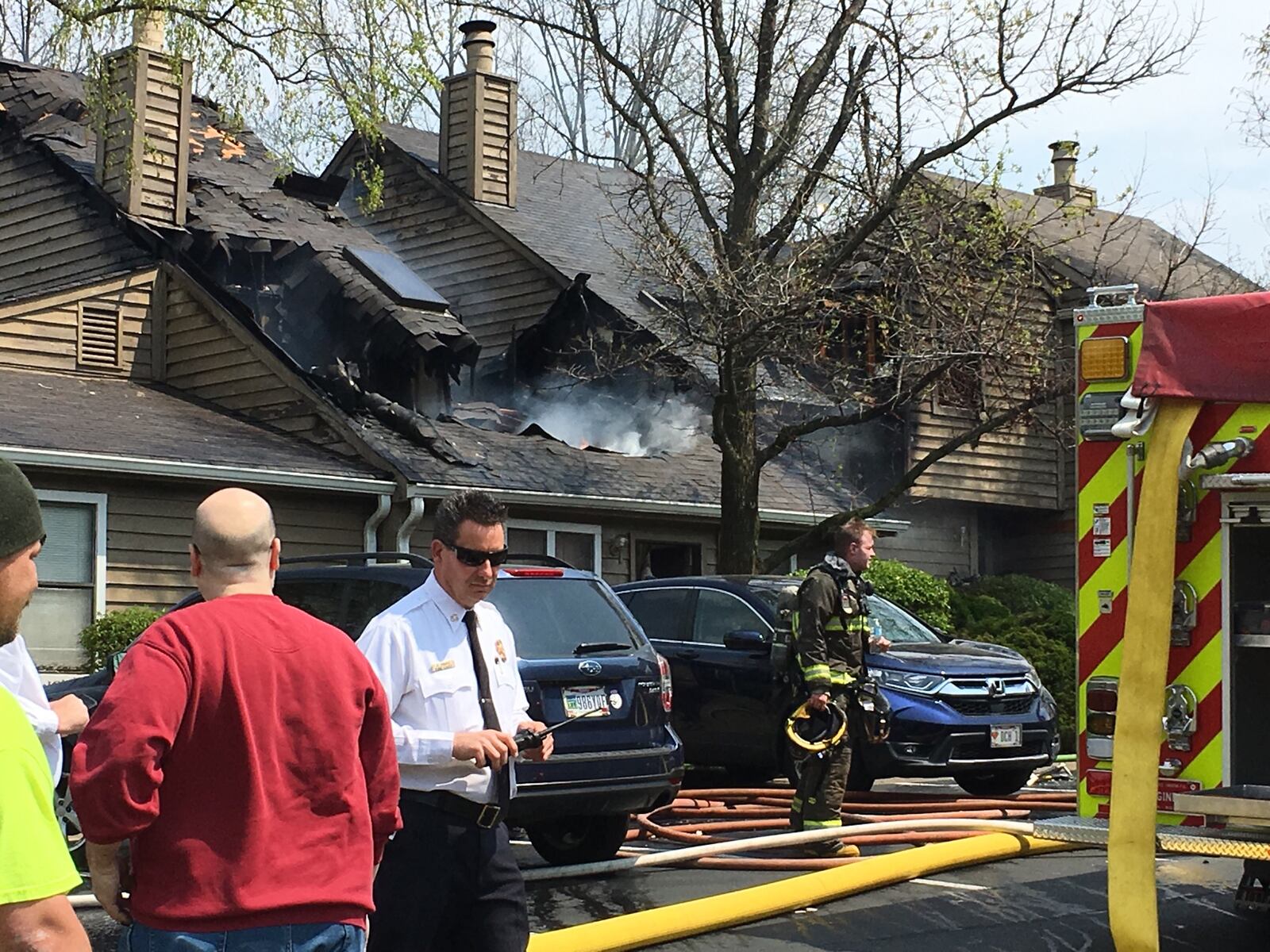 Fire crews were dispatched to a fire at 7494 Easton Court on Thursday, April 18, 2019. MICHAEL D. CLARK / STAFF