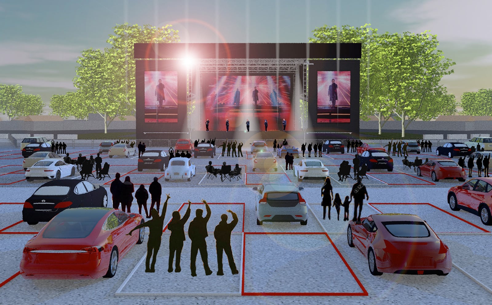 Live Nation has held drive-in concerts in select cities as a socially-distant way to enjoy concerts. A setup with a similar concept is planned for the mall event in Piqua. CONTRIBUTED