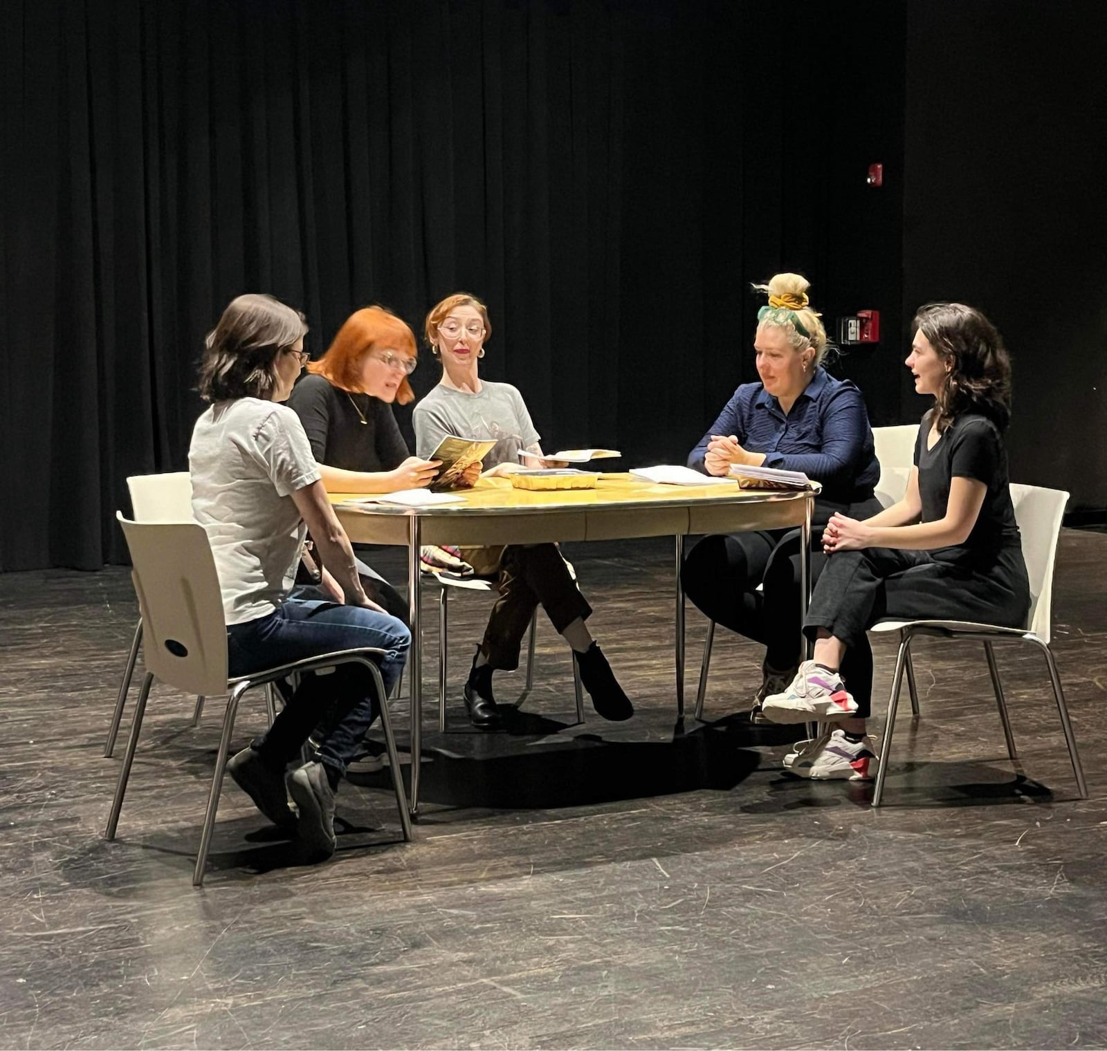 The cast of Magnolia Theatre Company's production of "Five Lesbians Eating a Quiche" in rehearsal. CONTRIBUTED