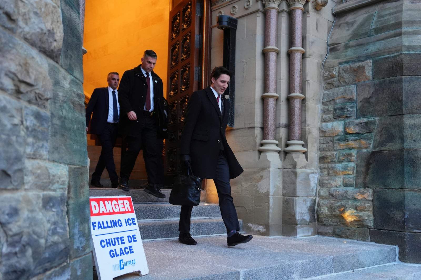 Canada's Prime Minister Justin Trudeau leaves after a cabinet meeting on Parliament Hill in Ottawa, on Friday, Dec. 20, 2024. (Sean Kilpatrick/The Canadian Press via AP)