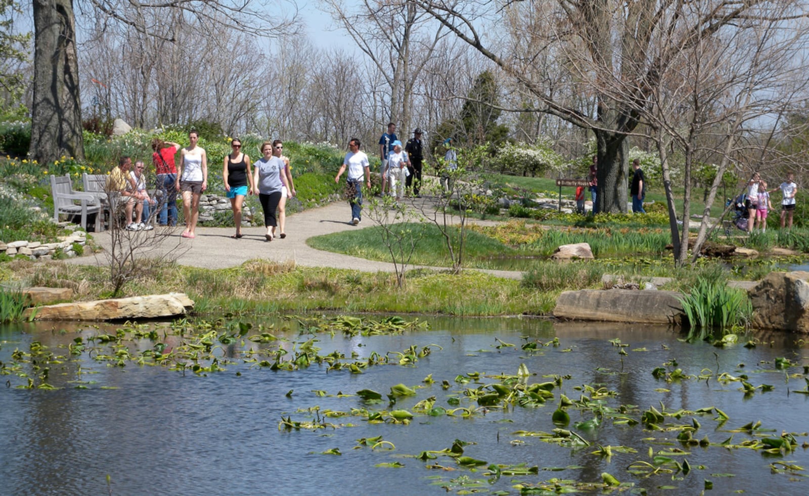 People enjoy springtime at Cox Arboretum MetroPark