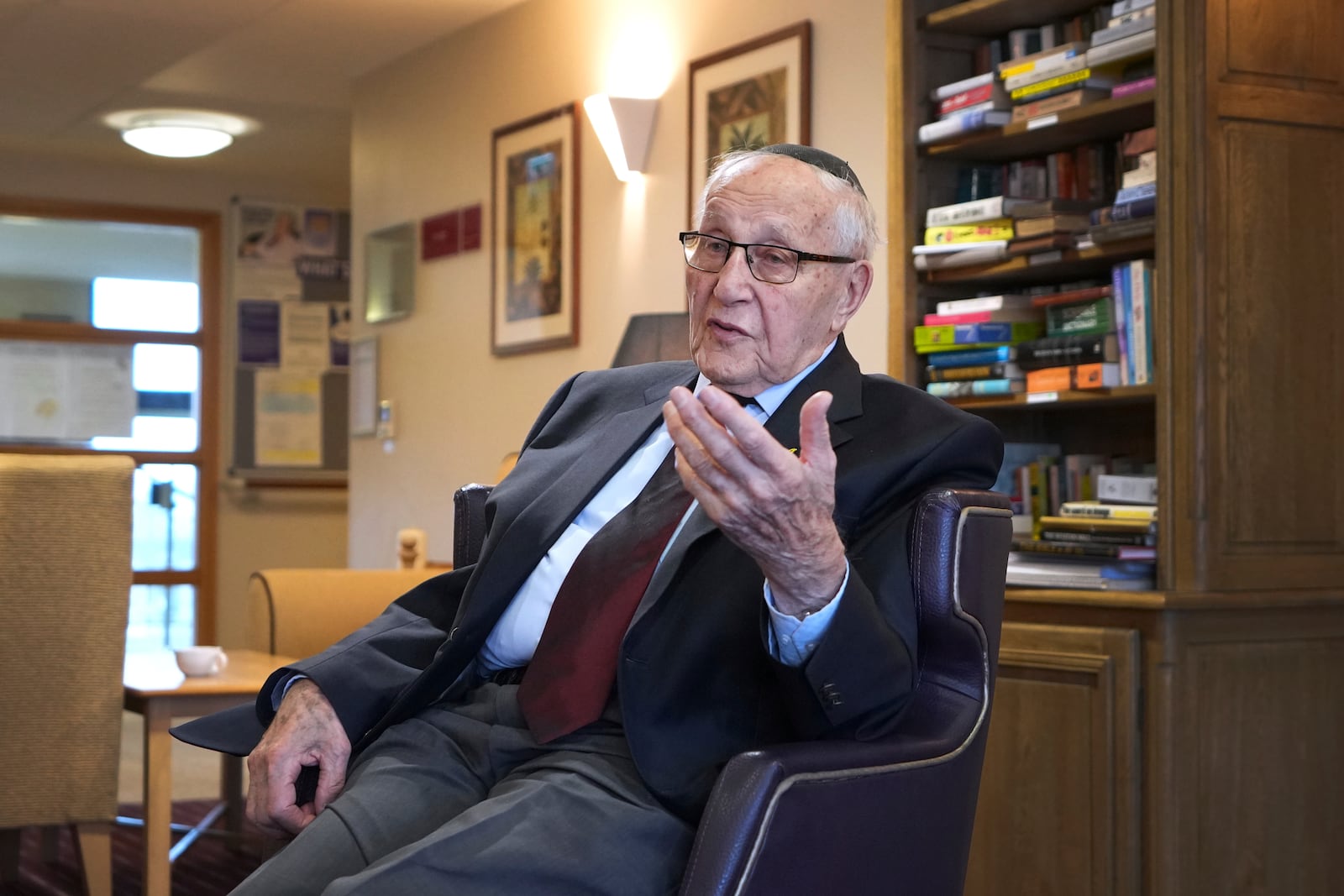 Manfred Goldberg, a Holocaust survivor is interviewed in London, Wednesday, Jan. 22, 2025. (AP Photo/Kirsty Wigglesworth)