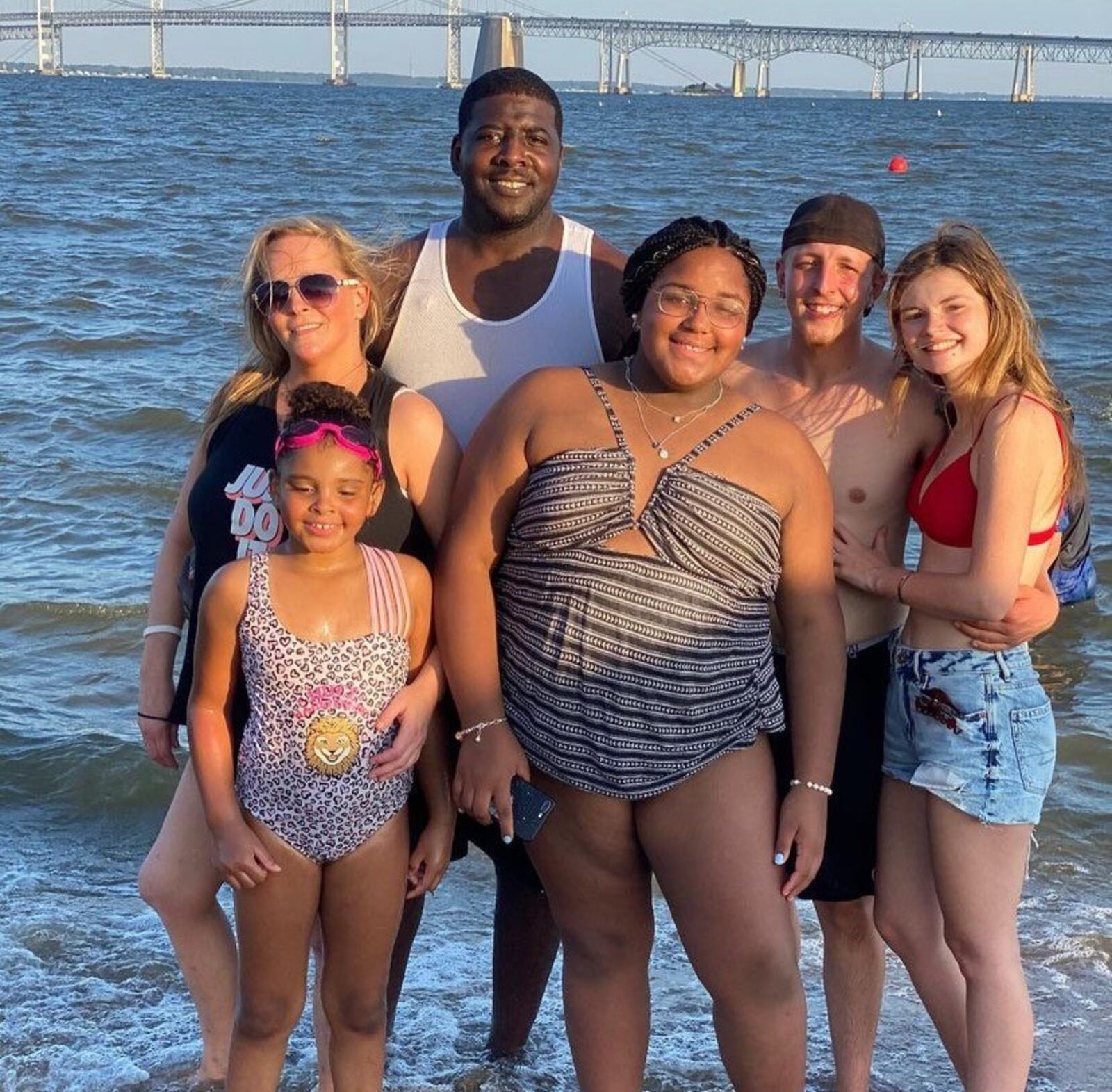 Nate Green with his family. Daughter Ariana in front of wife Becca, daughter Tatyana, stepson Devon Larger and his fiancé Delaney Roswell. CONTRIBUTED