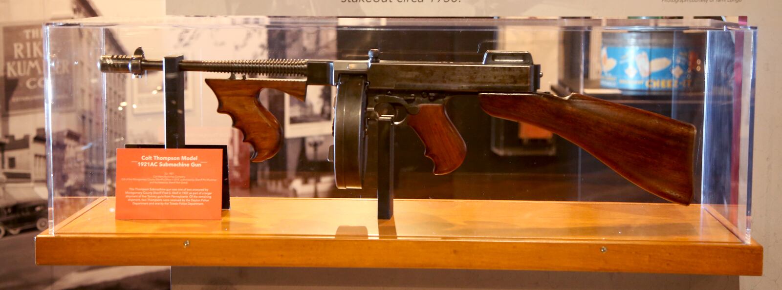 A 1921 AC Colt Thompson submachine gun highlights the second portion of the Bootleggers, Bandits, and Badges: From Dry Times to Hard Times in Dayton, Ohio,  exhibit during the Roaring Twenties and Prohibition. LISA POWELL / STAFF