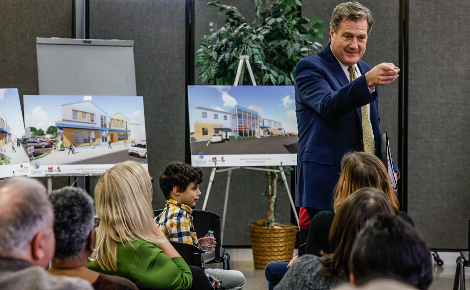 U.S. Rep. Mike Turner, R-Dayton visited East End Community Services on Thursday January 19, 2023 on Xenia Ave. Turner requested a federal earmark that directs spending on community projects. The nonprofit plans to renovate two interconnected warehouse buildings to expand their services. JIM NOELKER/STAFF