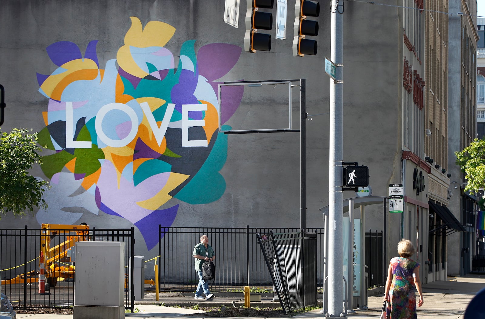 A mural designed by Dayton artist Amy Deal was recently completed on the north wall of the Stage Door, 44 N. Jefferson St. in Dayton. The art piece was inspired by Paul Laurence Dunbar’s poem, “The Dove.” LISA POWELL / STAFF