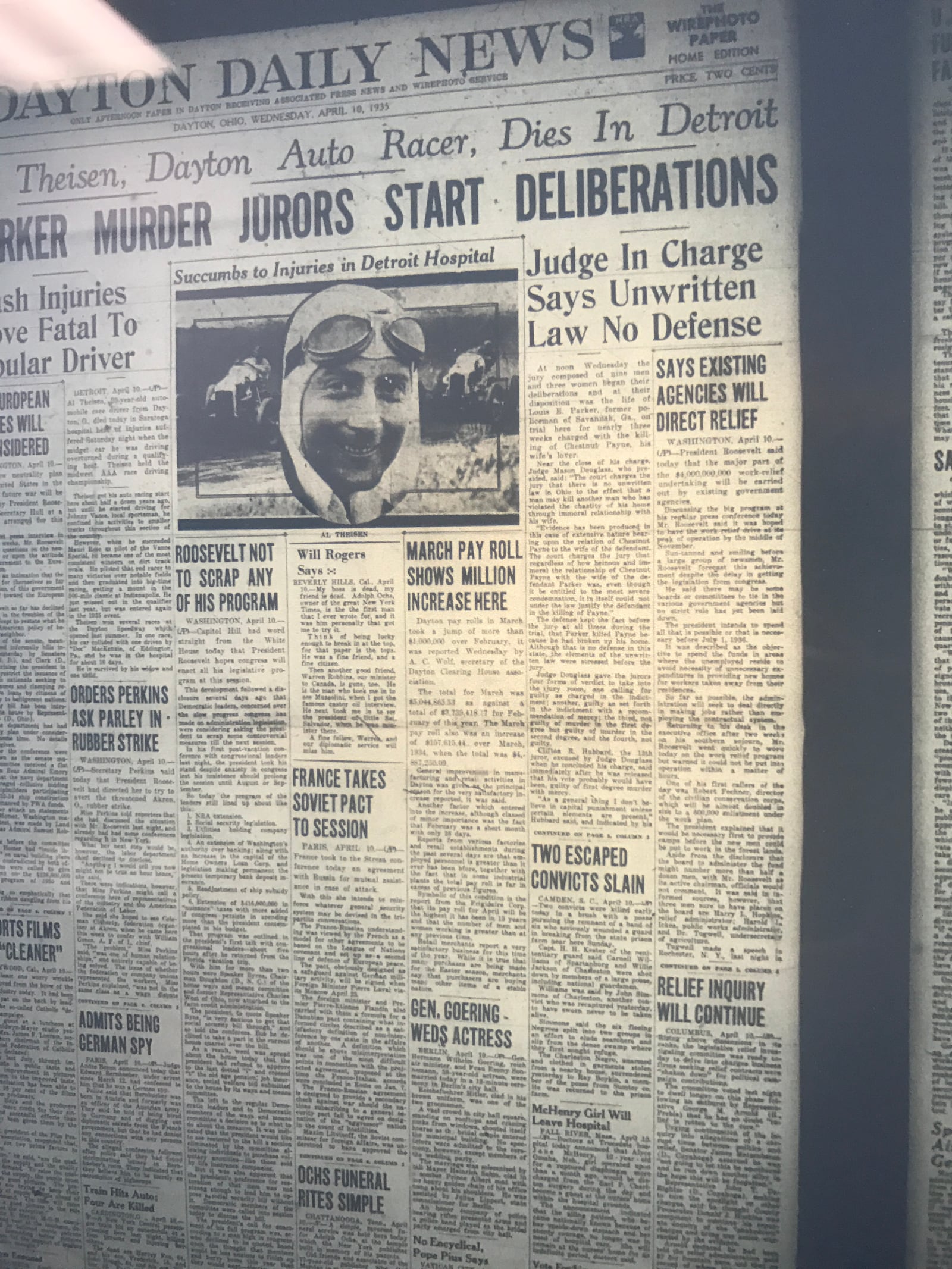 Archived Dayton Daily News articles related to the 1935 murder case of former police officer Louis E. Parker. Parker was tried for the Dec. 24, 1934 murder of Chestnut Payne, his wife's lover.