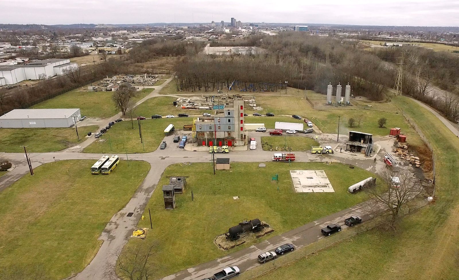 Dayton confronts two Mad River well field sites that face contamination threats from contaminants in firefighting foam. One is at the city’s fire training facility site off Springfield Street shown here, and the other is Wright-Patterson Air Force Base, city officials say. TY GREENLEES / STAFF