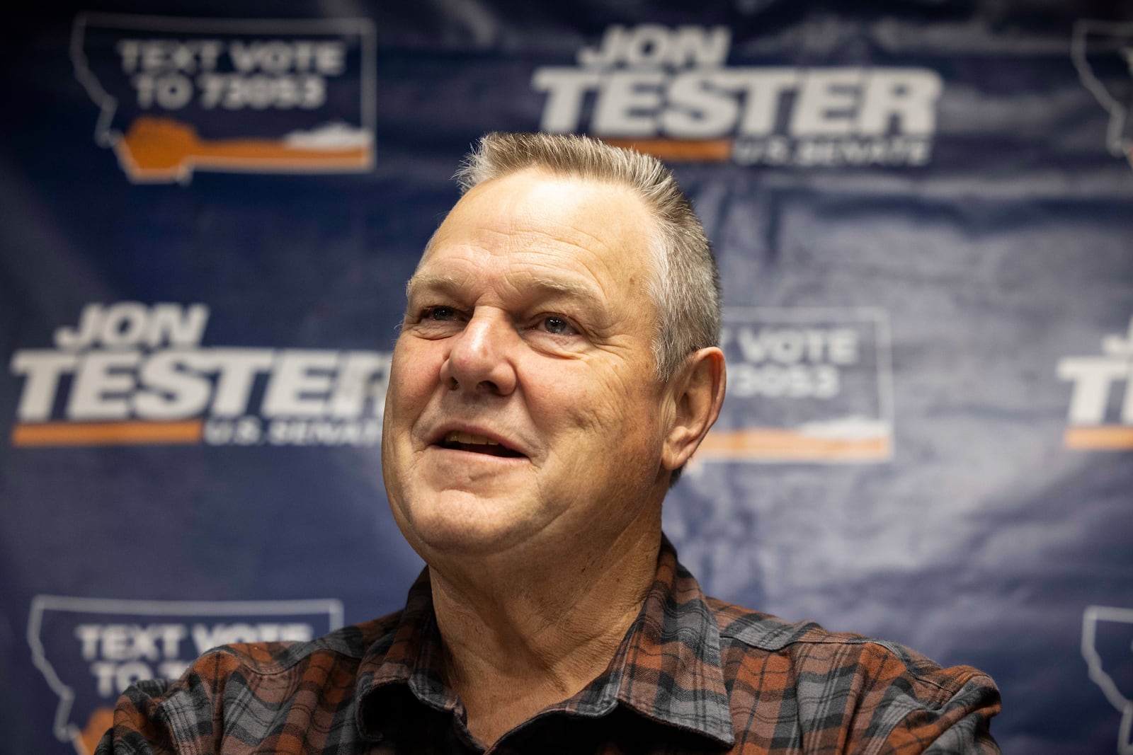 Democratic U.S. Sen. Jon Tester concedes the Montana Senate race to Republican Tim Sheehy in Great Falls, Mont. on Wednesday, Nov. 6, 2024. (Thom Bridge /Independent Record via AP)