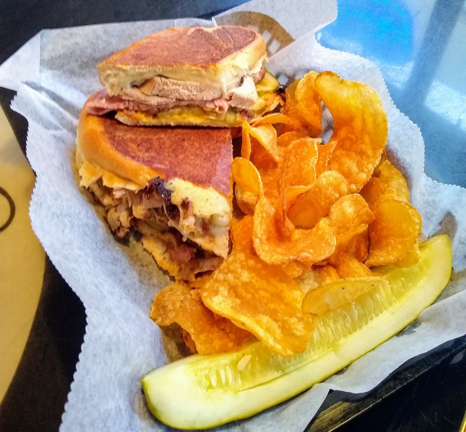 Blind Bob's Cuban sandwich with chips. (Source: Facebook)