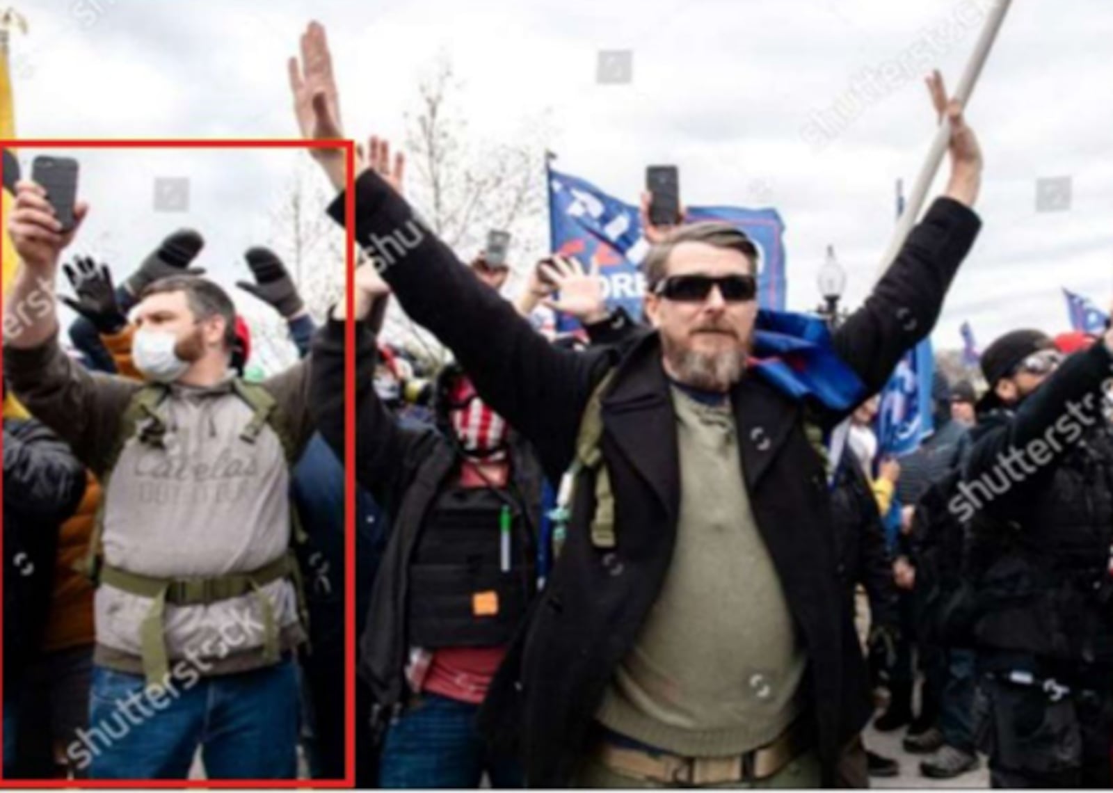 In this photo from a federal court affidavit, investigators said Dean Robert Harshman is shown in the crowd outside the U.S. Capitol on Jan. 6, 2021