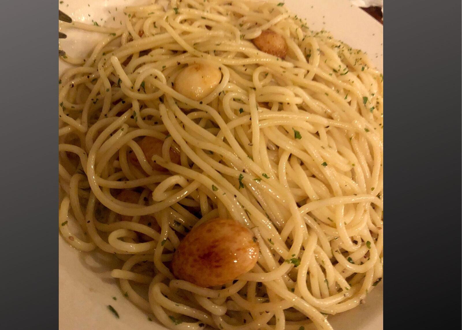 The spaghetti aglio e olio at Tony’s Italian Kitchen, 615 S. Main Street, in Englewood. Photo: Amelia Robinson