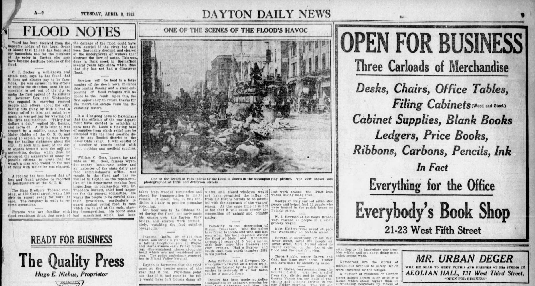 Dayton history pages 1913 Flood