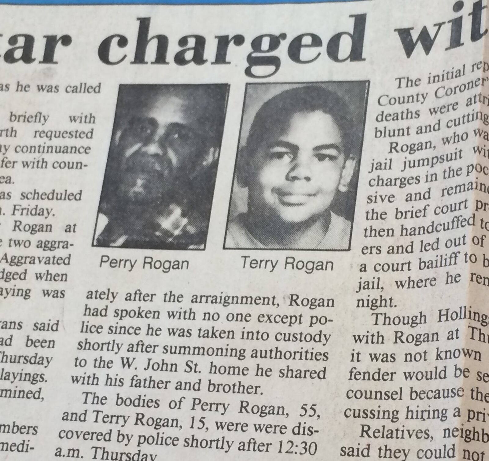 Perry Rogan Sr., (left) and Terry Rogan (right) pictured after their murders in an archived Springfield News-Sun article in 1987.